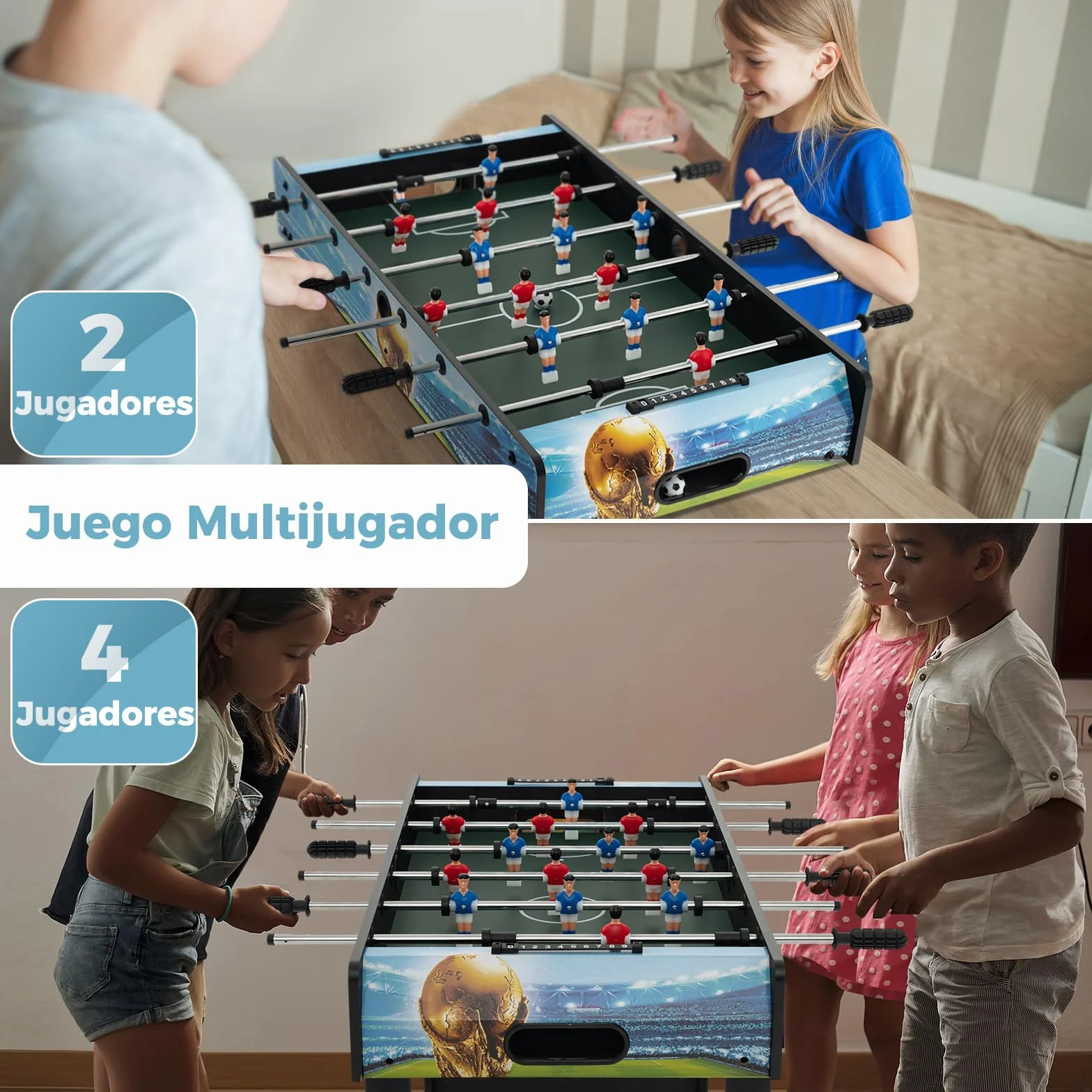 COSTWAY Futbolín de Mesa de 94 cm, Futbolines con Marcador, Patas Extraíbles, Juego de Fútbol para Sala de Juegos, Fiestas, Metegol, Futbolines para Niños y Adultos, 94 x 51 x 68,5 cm