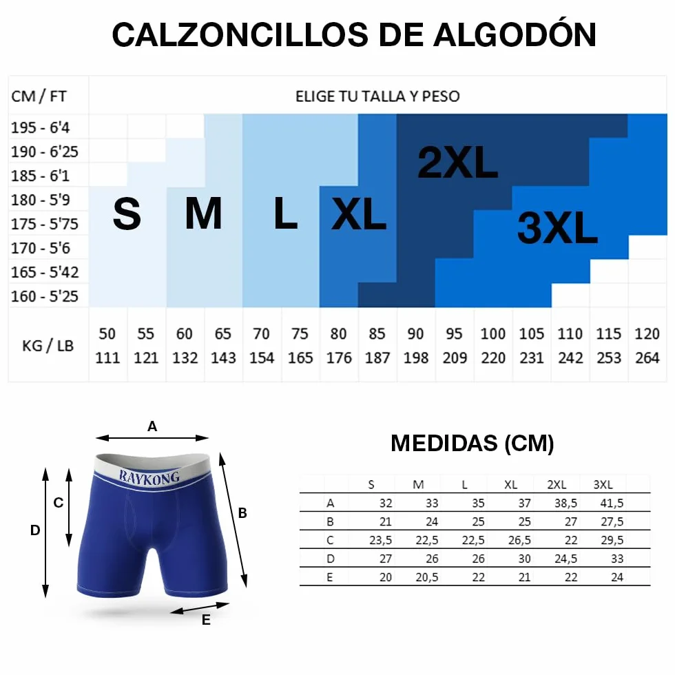 RAYKONG Calzoncillos bóxer Hombre 95% algodón Pack 6 Ropa Interior Transpirable