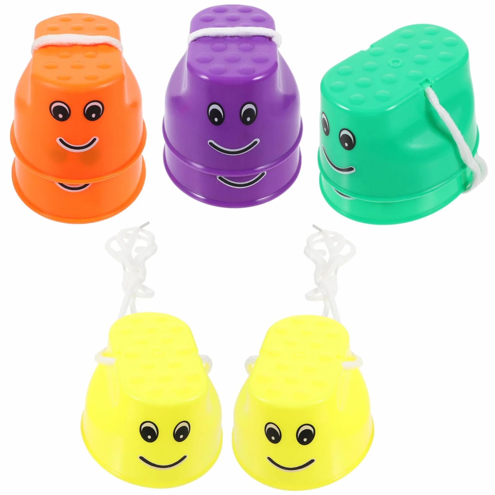 Toyvian 4 Pares de Zancos de Cubo para Niños Diseño Antideslizante de Plástico, Juguetes Divertidos para Desarrollar Habilidades Motoras en Juegos al Aire Libre