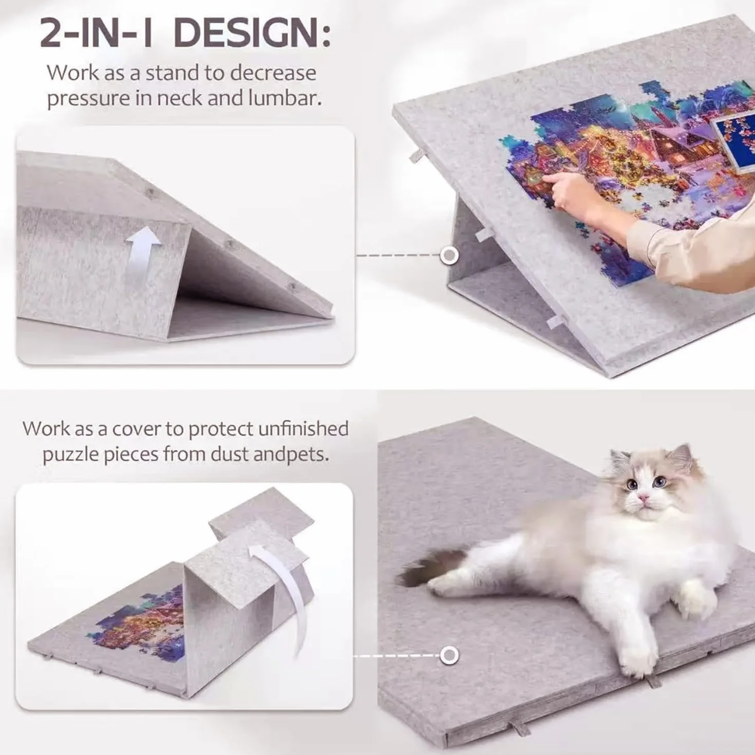 Tavola Pieghevole Per Puzzle Con Supporto e Copertina 2 In 1,Mesa Rompecabezas De 1000 Piezas,Tablero Portátil Con 6 Cajones,Placa De Cubierta Plegable,Fieltro Ligero,Para Adultos y Niños,Kaki