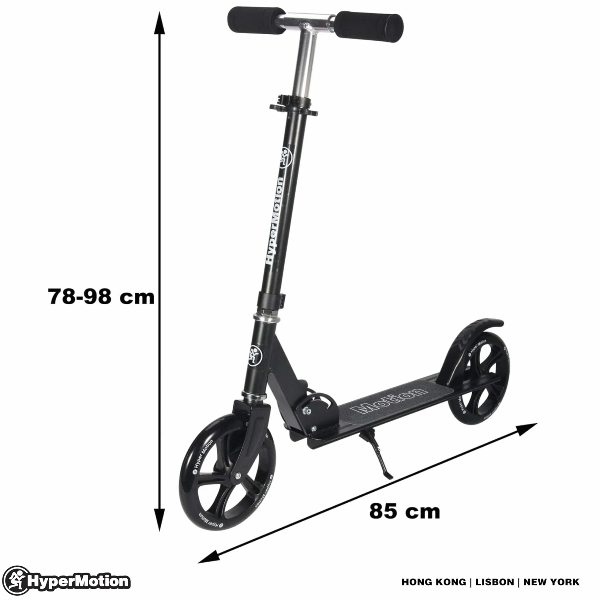 HyperMotion Patinete para Adultos, 3,2kg de Ruedas Grandes 200mm, Carga Máxima de 100kg, Scooter con Manillar Ajustable y ABEC-7, Patinete Plegable y Antideslizante Rockster