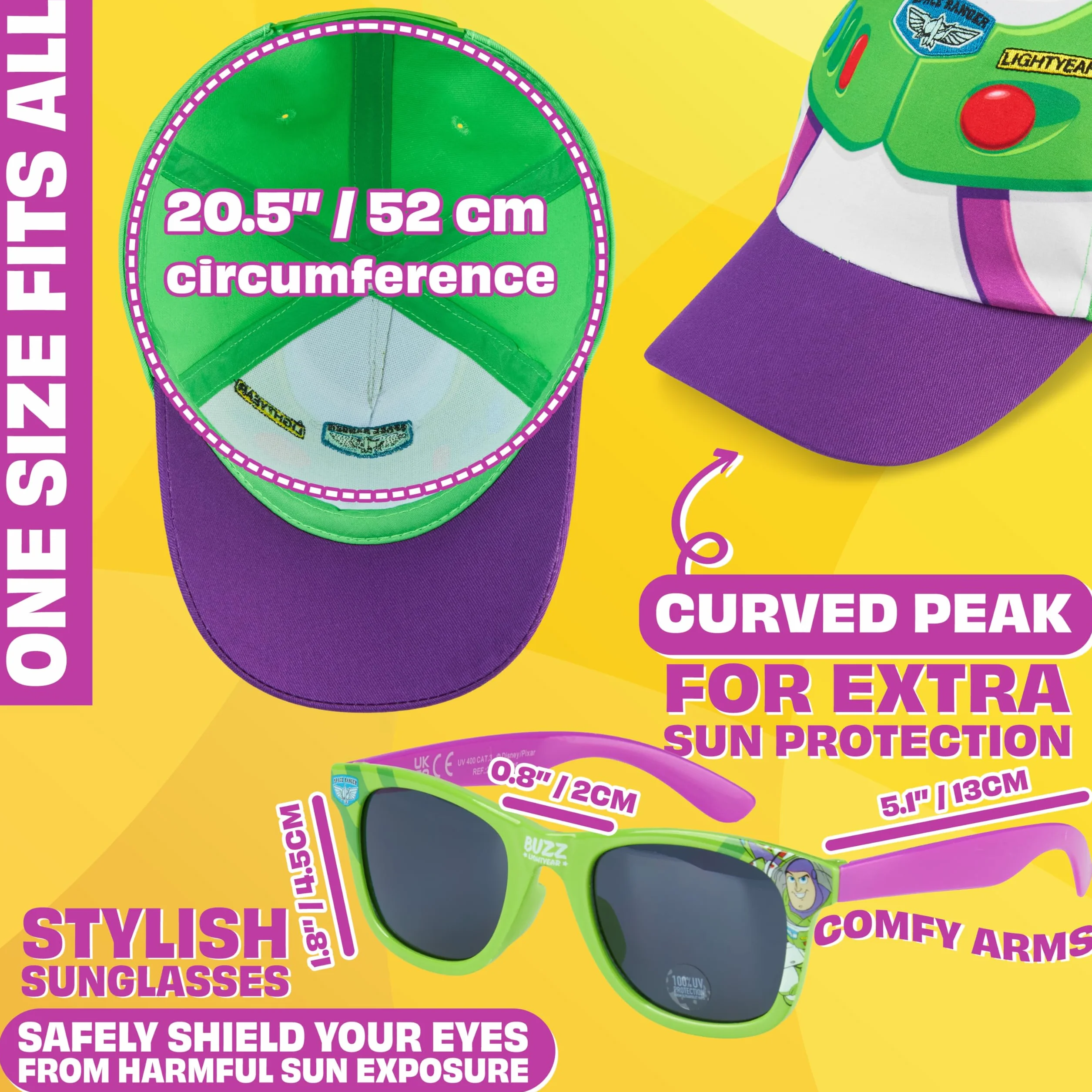 Disney Toy Story Sonic The Hedgehog Set Gorra y Gafas de Sol Niño, Protección UV400, Regalo Verano