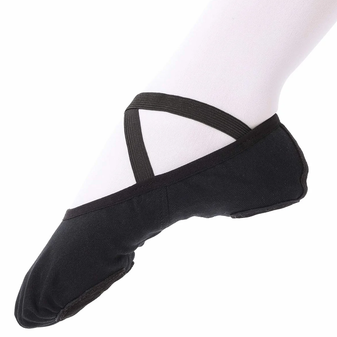 Zapatillas de Danza Ballet Lona elástica Suela Cuero Dividido Negro Marrón Rosa