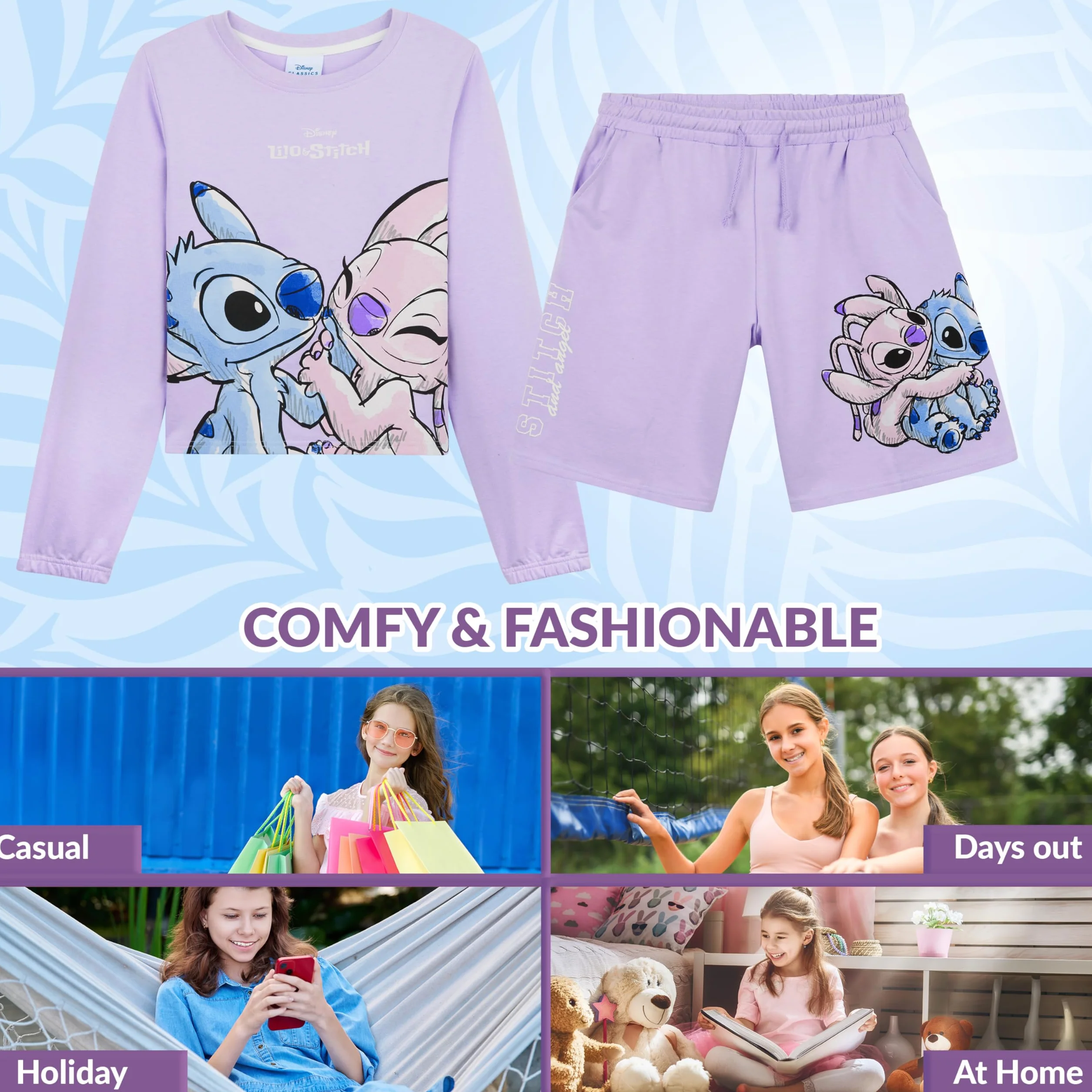 Disney Stitch Chandal Niña Conjunto Sudadera y Pantalon 2 Piezas Ropa Deportiva Infantil