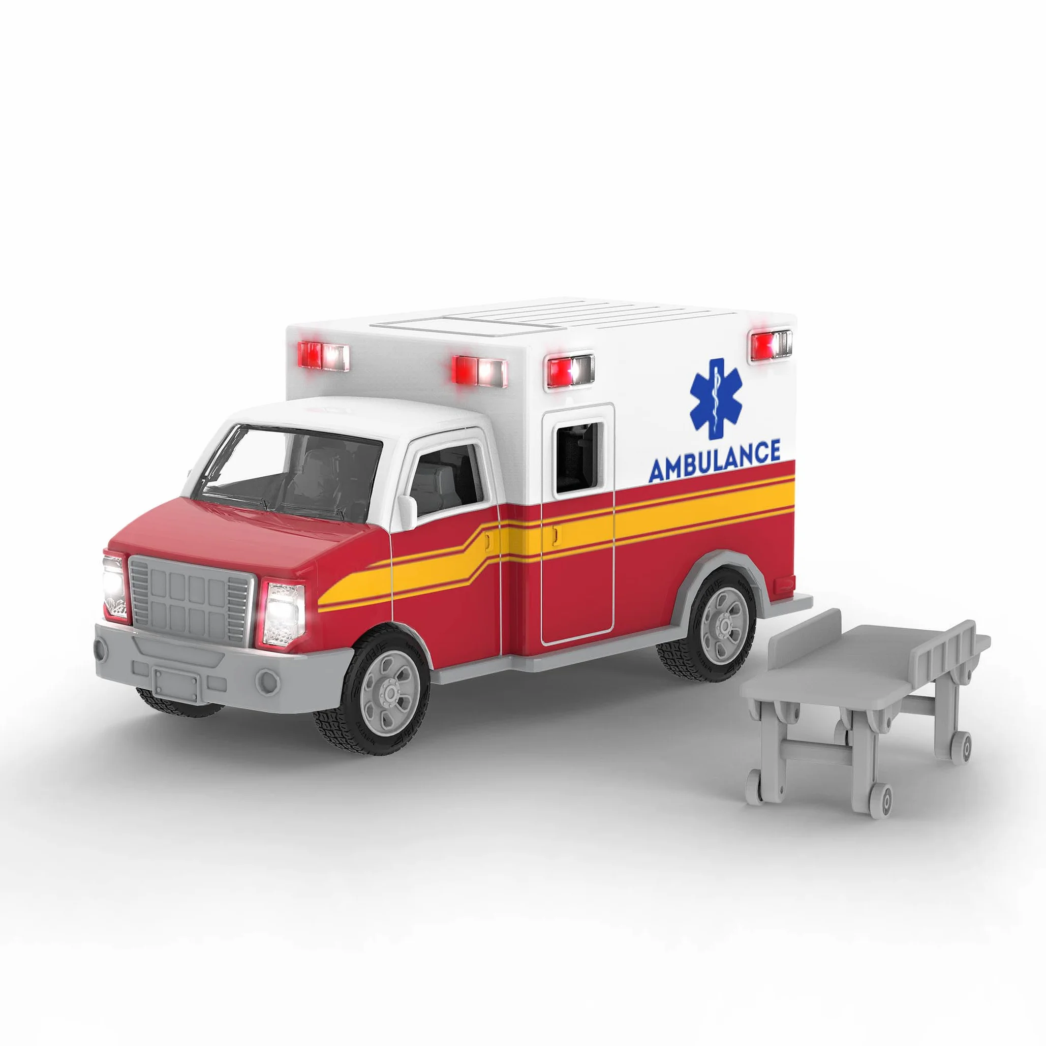 DRIVEN by Battat - Flota de microemergencias - Juego de vehículos de juguete de emergencia para niños - Camión de bomberos de juguete con grúa - 3 años +