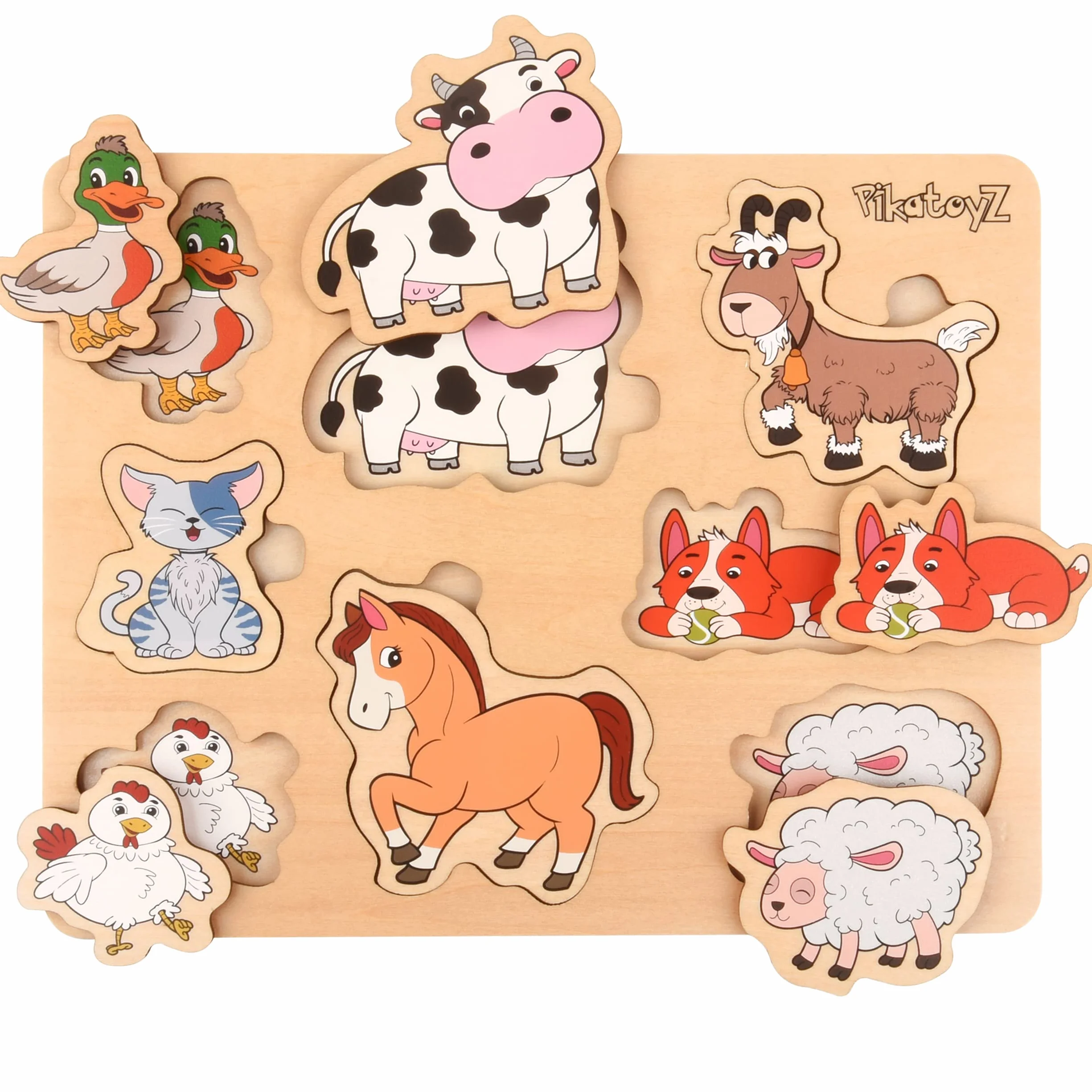 Juguetes Montessori Puzzle de Madera Animales de Granja para Bebés 1 2 3 Años