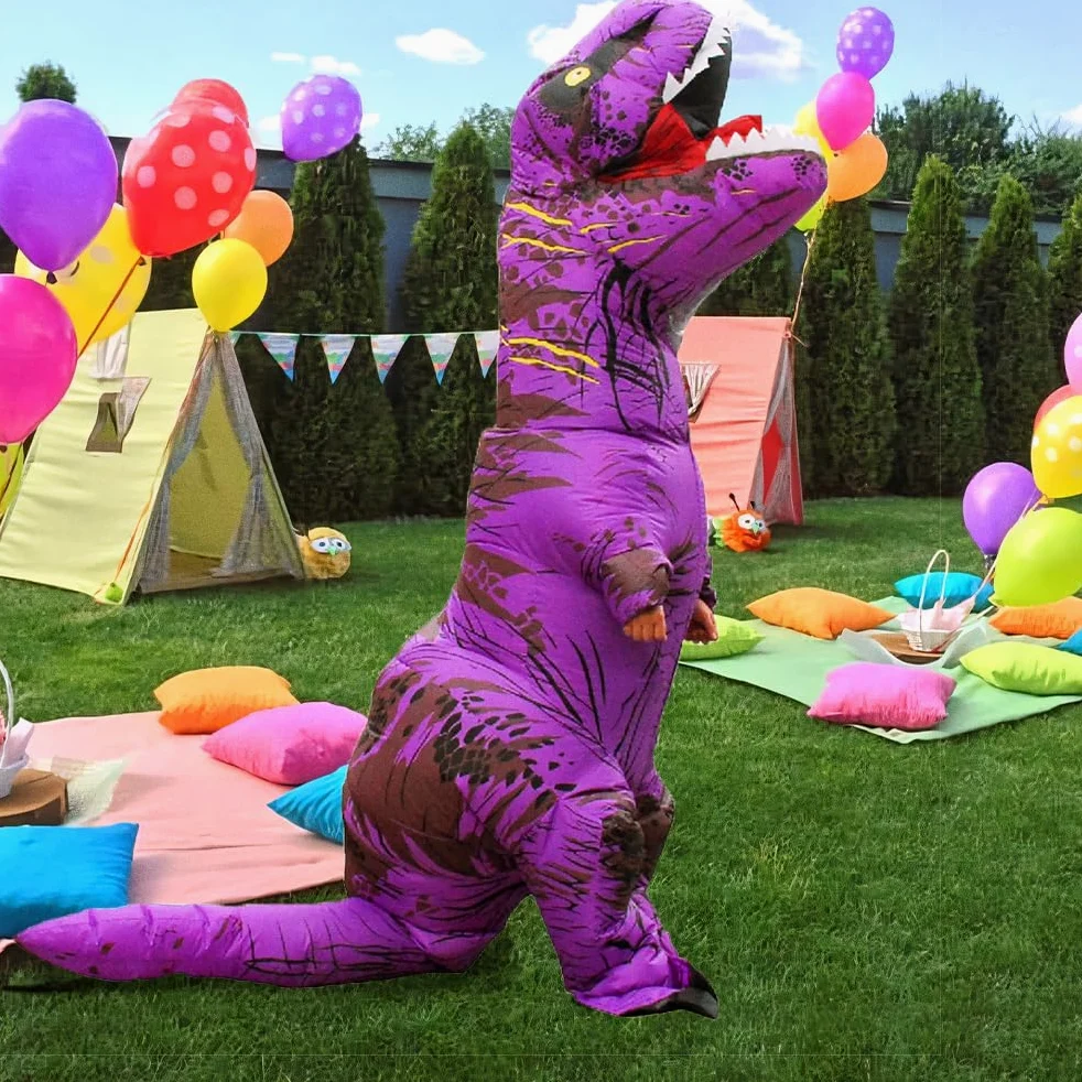 Disfraz inflable de dinosaurio para adultos, disfraz de T-Rex de cuerpo completo, disfraz de dinosaurio de Halloween para hombres y mujeres