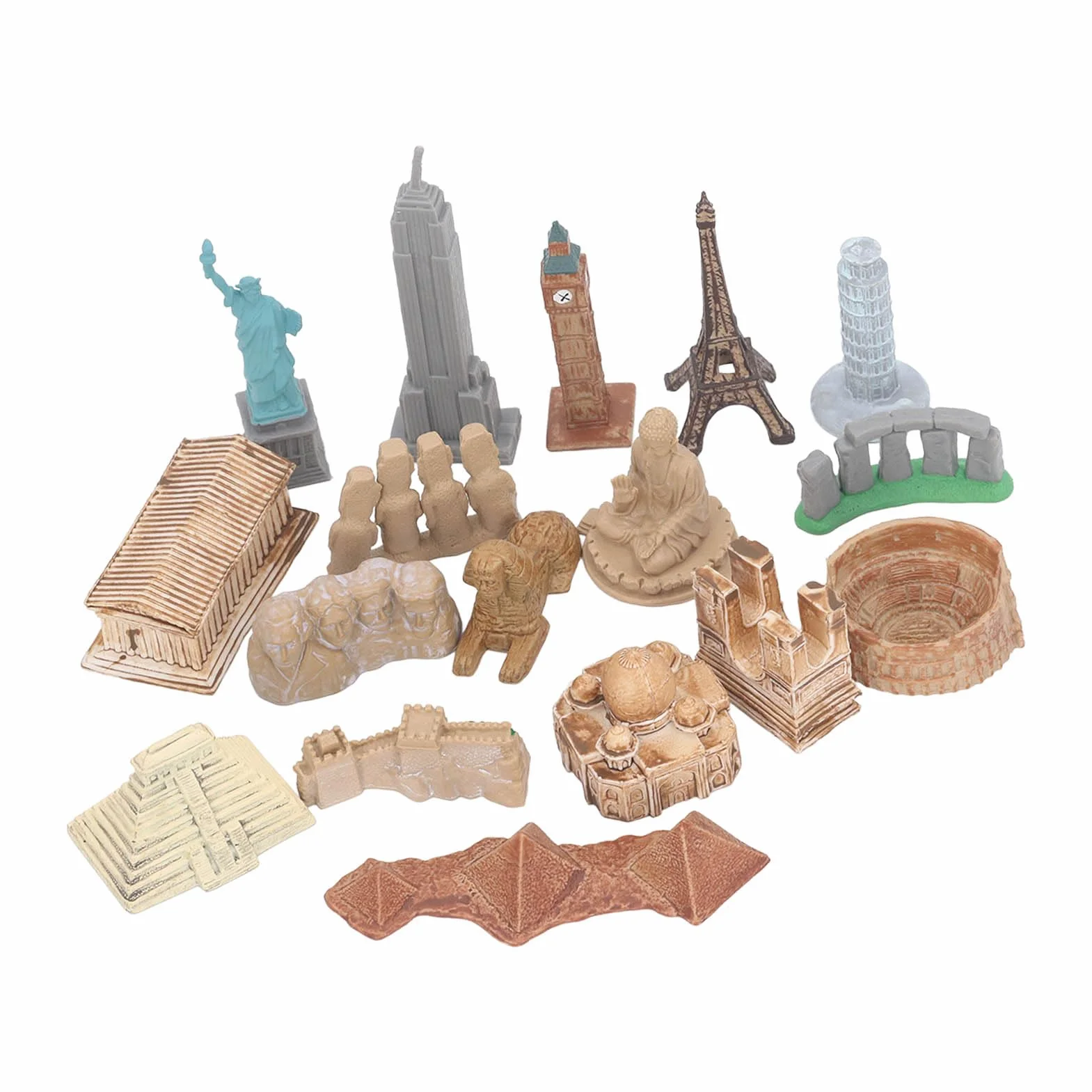 17 piezas miniatura antiguo edificio juguetes alrededor del mundo miniaturas de la ciudad edificio pirámide egipcia maqueta de juguete antiguo de Egipto