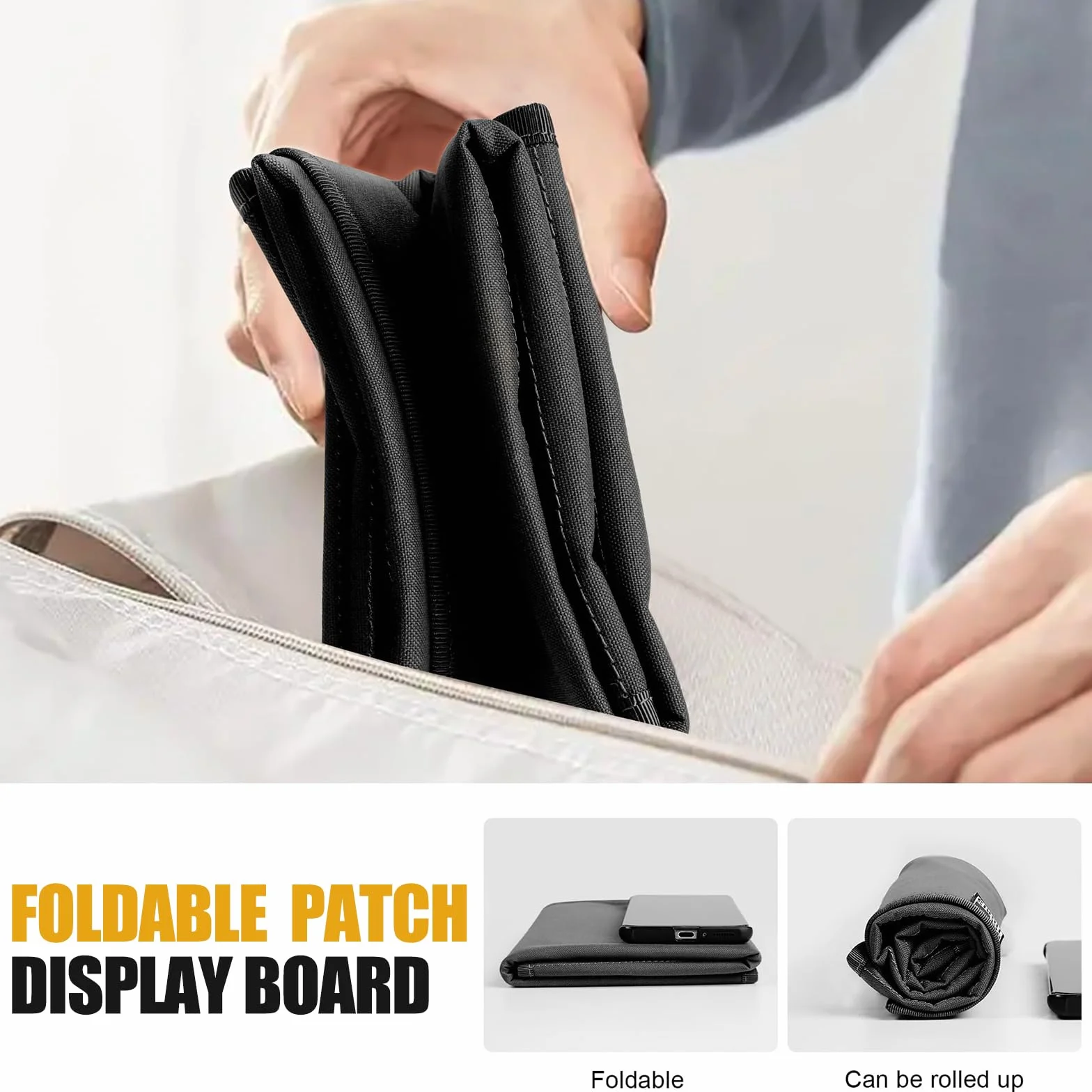 Panel Táctico para Parches 60x45 cm Negro con 6 Ganchos Plegable