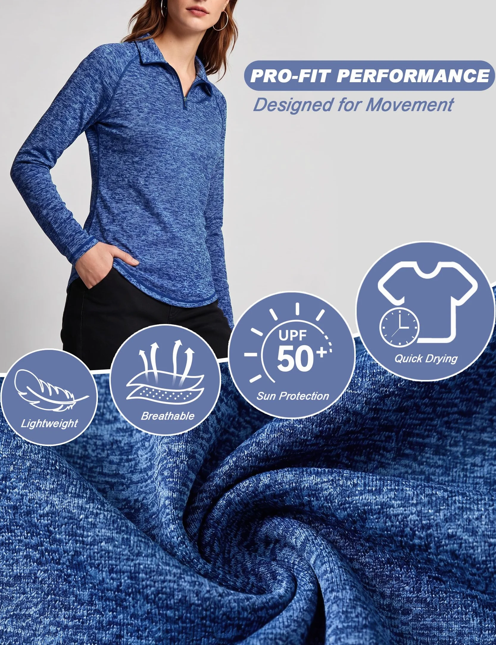 iClosam Camiseta Deporte Mujer Manga Larga 1/4 Zip Ropa Fitness Corriendo