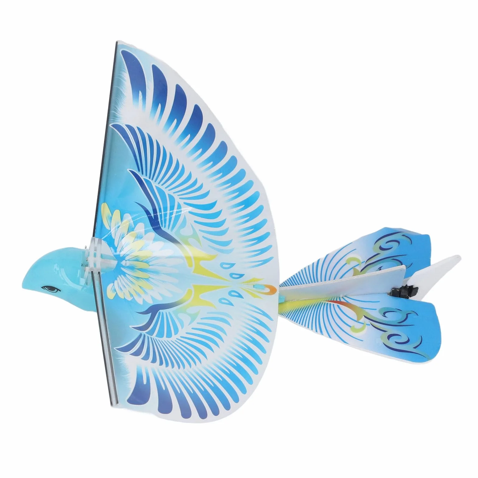 Juguete volador de pájaros teledirigido RC, 2,4 GHz, carga USB, alas batientes biónicas LED, azul