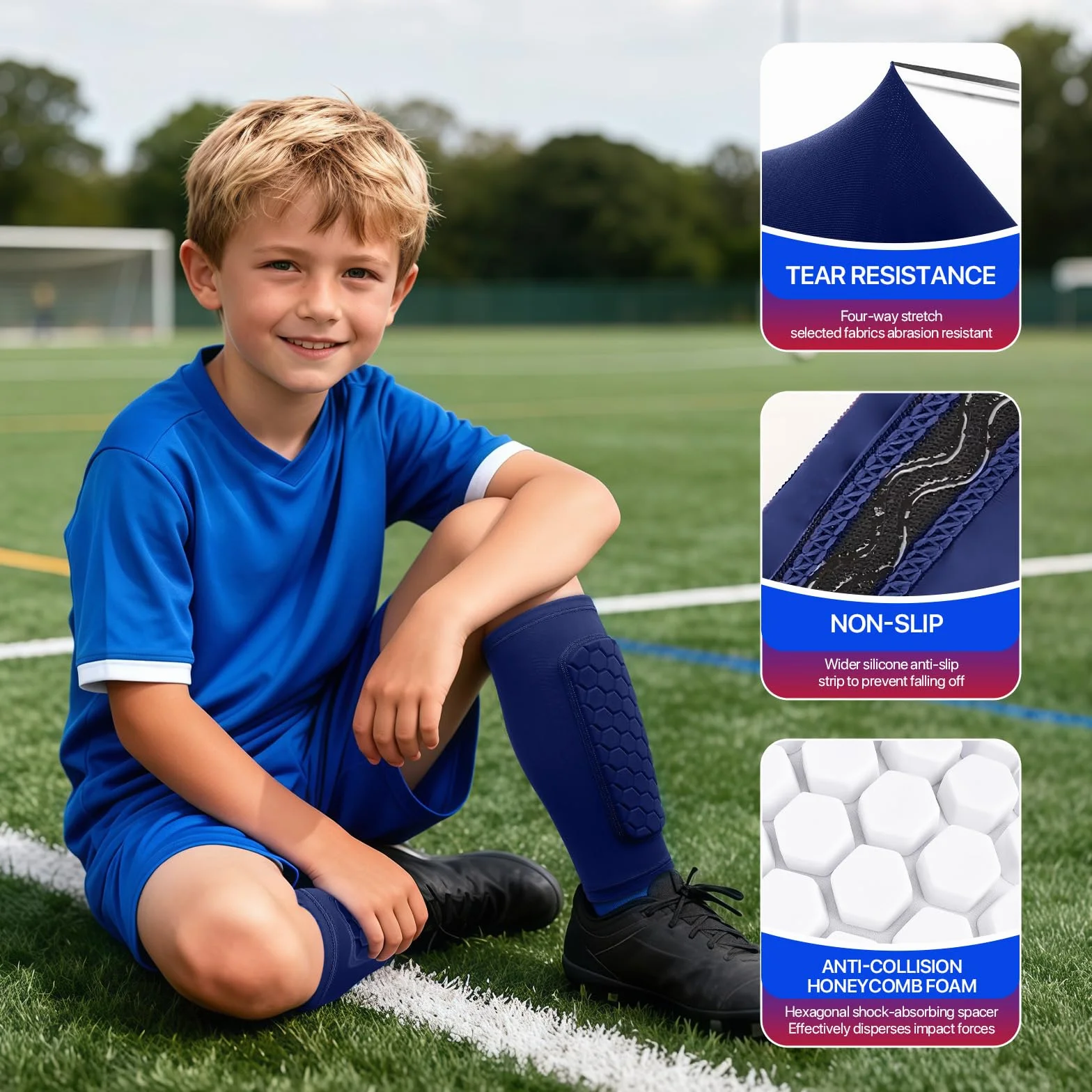 Pardofelis Espinilleras de Futbol para Niño Adultos Protección Pantorrilla Transpirable Antideslizante Anticolisión