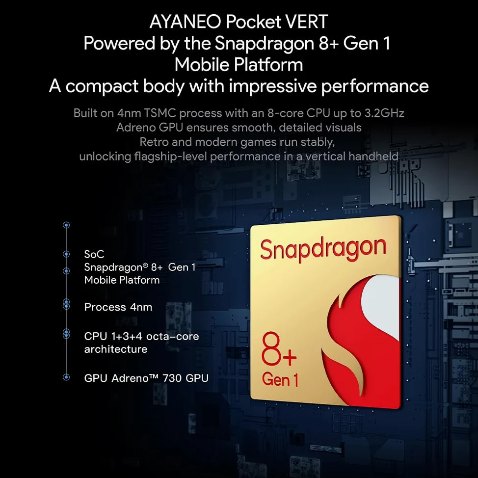 AYANEO Pocket Vert: Consola portátil Vertical para Juegos Retro con Snapdragon 8+ Gen 1, Pantalla de 3,5 Pulgadas y 615 ppi, y Carcasa de Aluminio mecanizado por CNC (Negro Medianoche, 12GB+256GB)