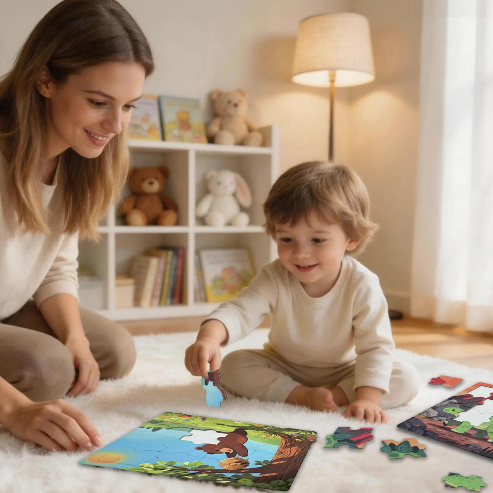 Puzzles para Niños, Pack 24 Puzzles 16 Piezas con Base, Puzzle Animal Envuelto Individualmente Juguete Educativo Regalos Fiesta Cumpleaños