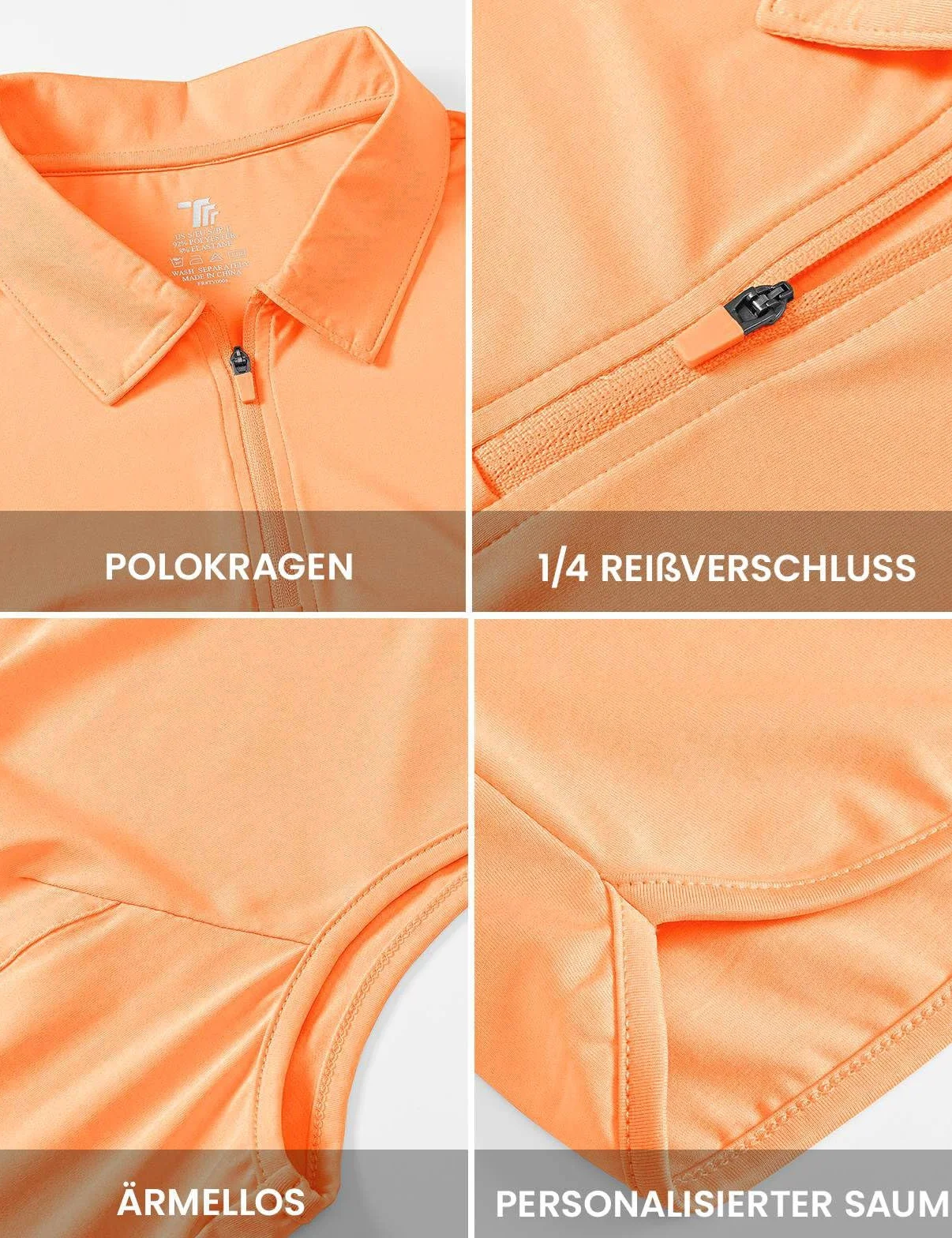 Polo deportivo mujer sin mangas transpirable cremallera 1/4 secado rápido golf tenis