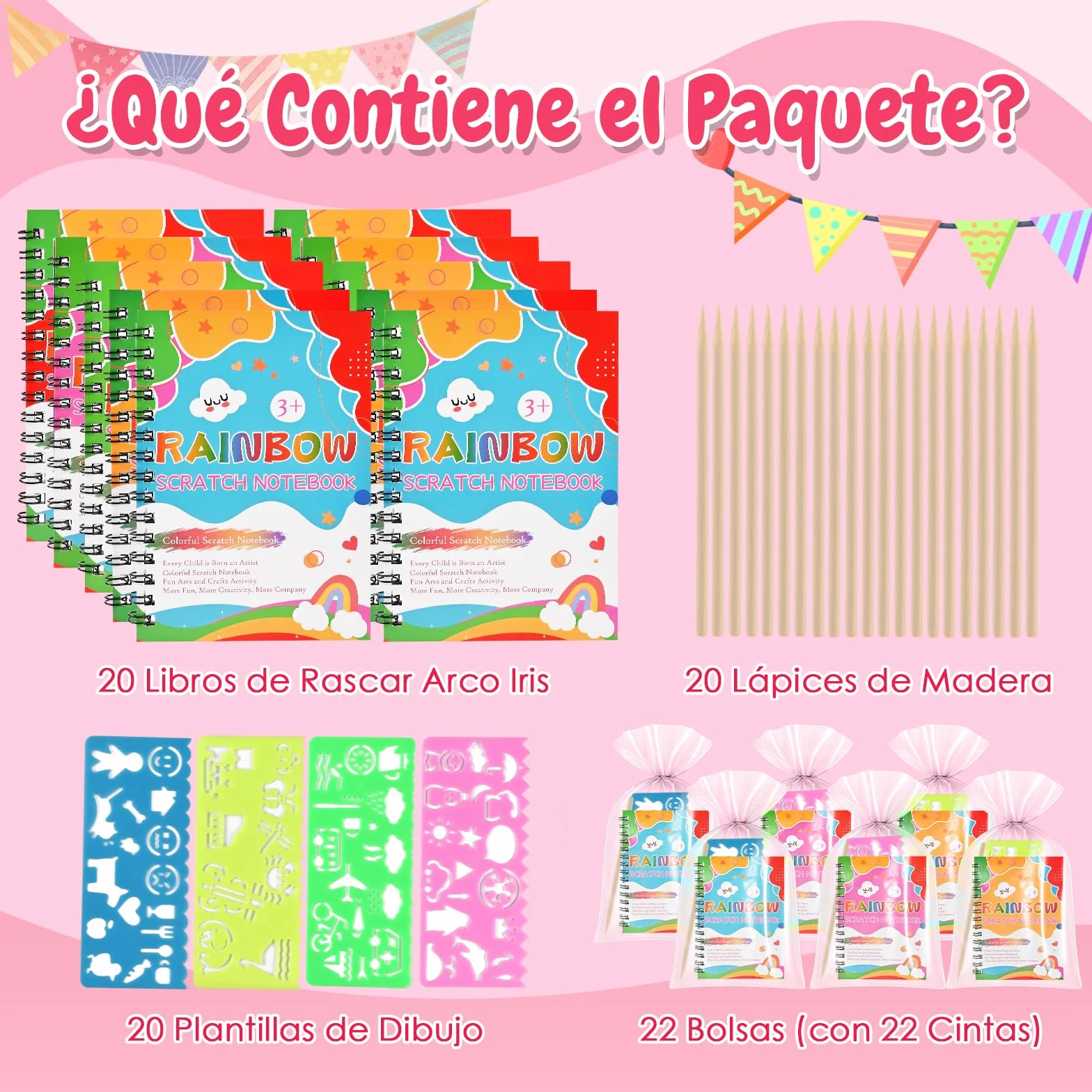 GOLDGE 20 Libros Scratch Art, Kit Manualidades Niños para Detalles Cumpleaños Niños|Juguetes Niña y Niño, Regalos Cumpleaños Niños Colegio Invitados con Bolsas|Regalo Niña y Niño 2 3 4 5 6 7 8 9 Años