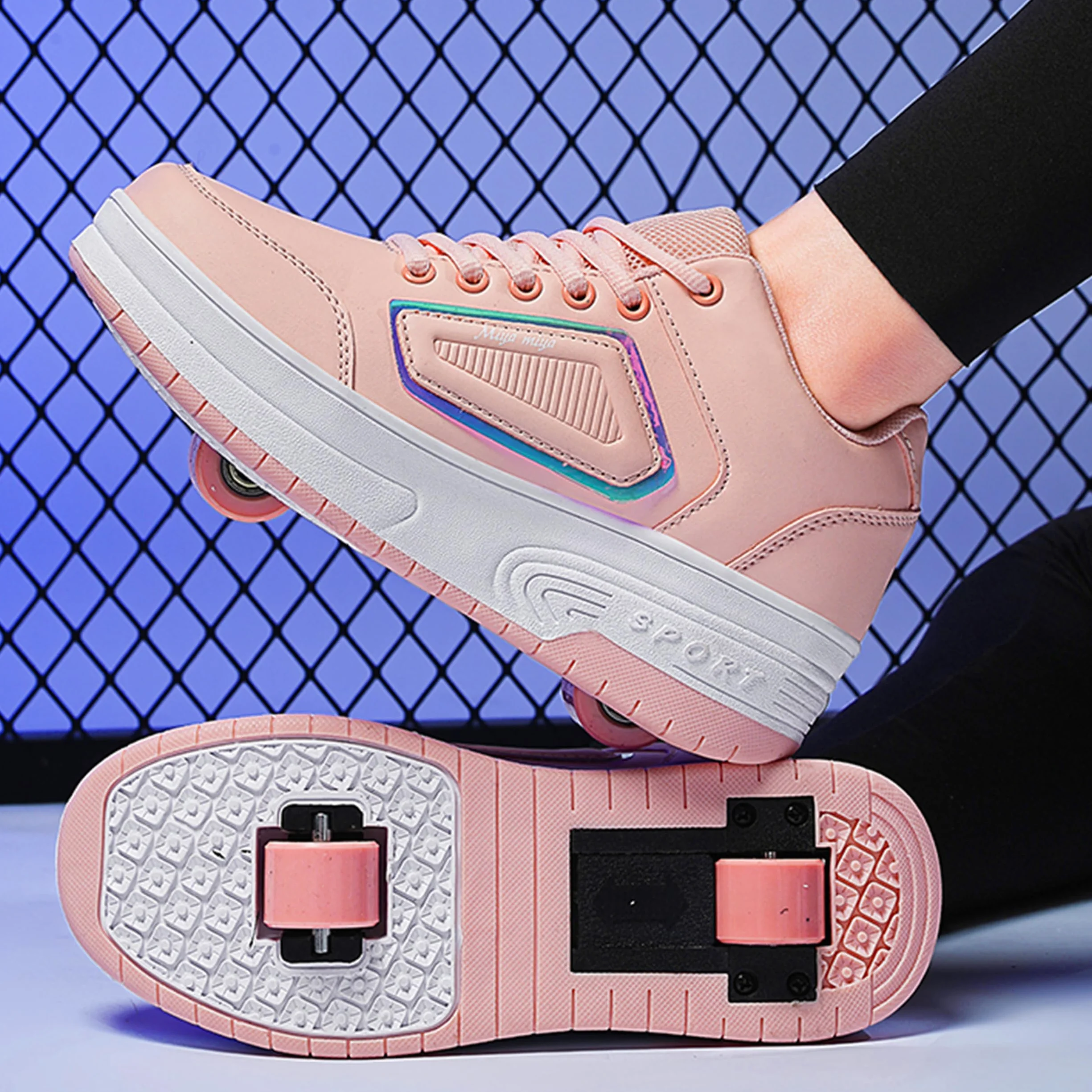 Zapatillas con Ruedas Ajustables para Niños y Niñas, Deportivas con Dos Ruedas