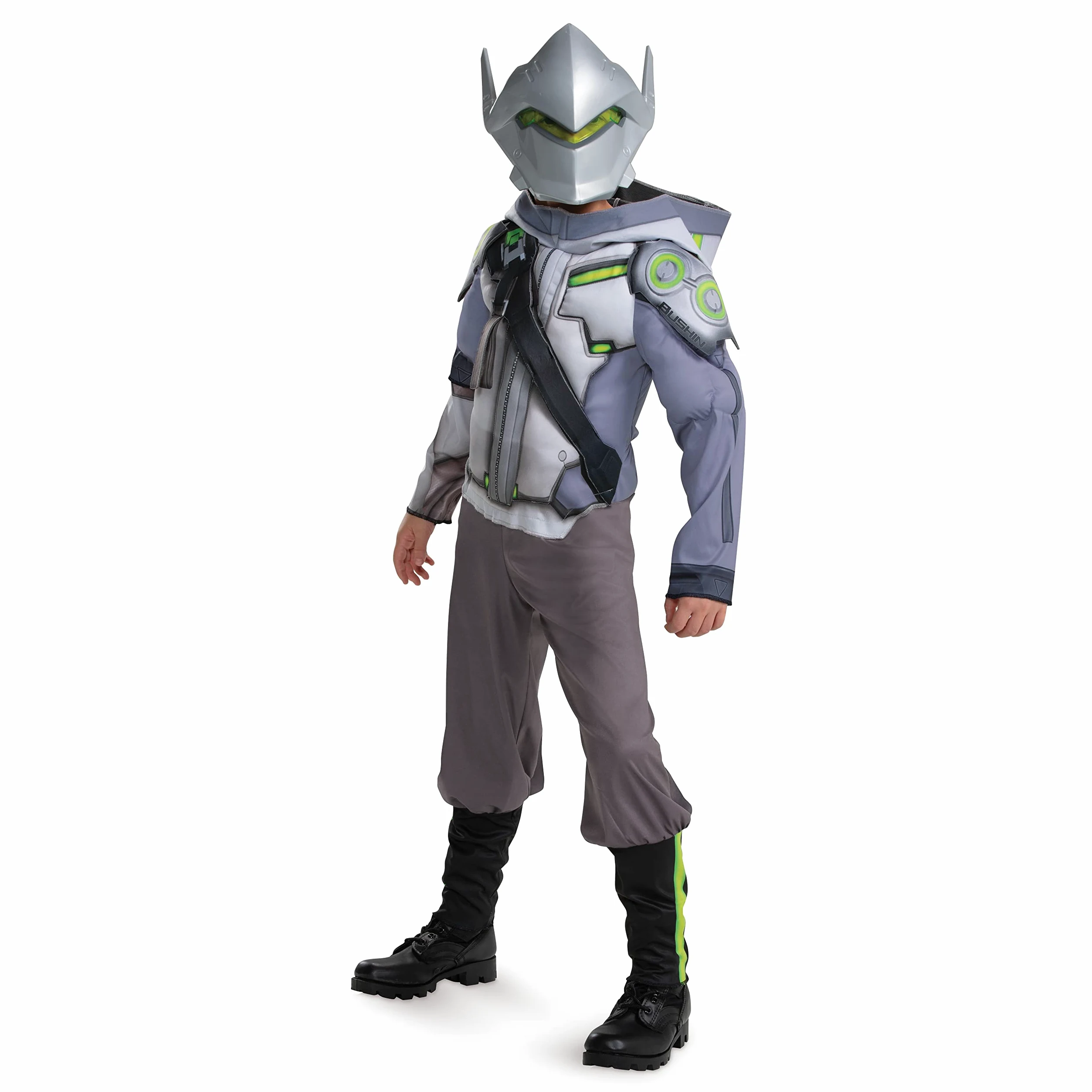 Disguise Disfraz Genji para niños, disfraz oficial de Overwatch con capucha y máscara, tamaño infantil de lujo DisfrazNiños