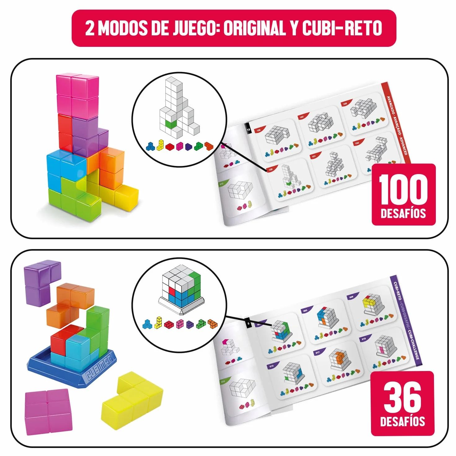 Ludilo - Cubimag Mini | Juego Mesa 8 Años O Más | Rompecabezas Adultos con 2 Modos De Juego | Juegos De Mesa Adulto | Juegos De Ingenio con 136 Desafíos