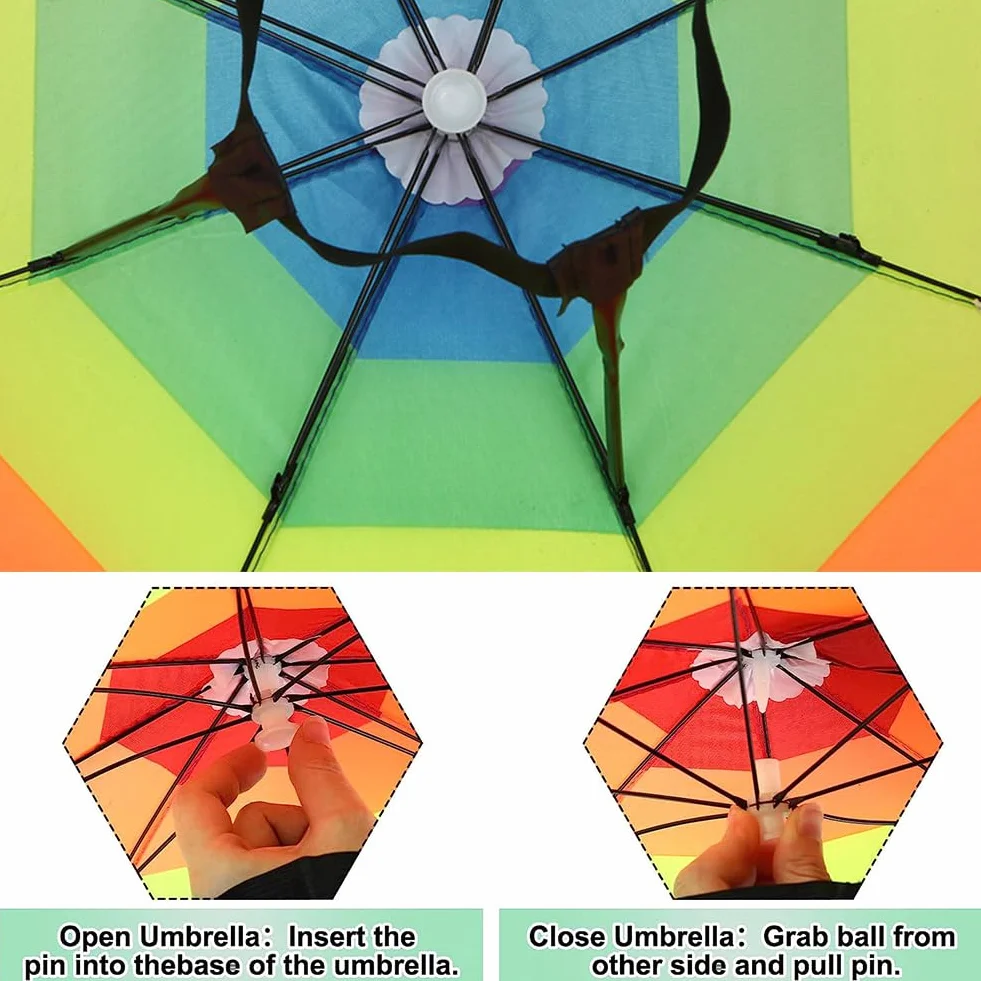 Cerioll Paraguas De Cabeza Anti-UV Gorra Plegable Protección Solar para Pesca Camping Jardinería