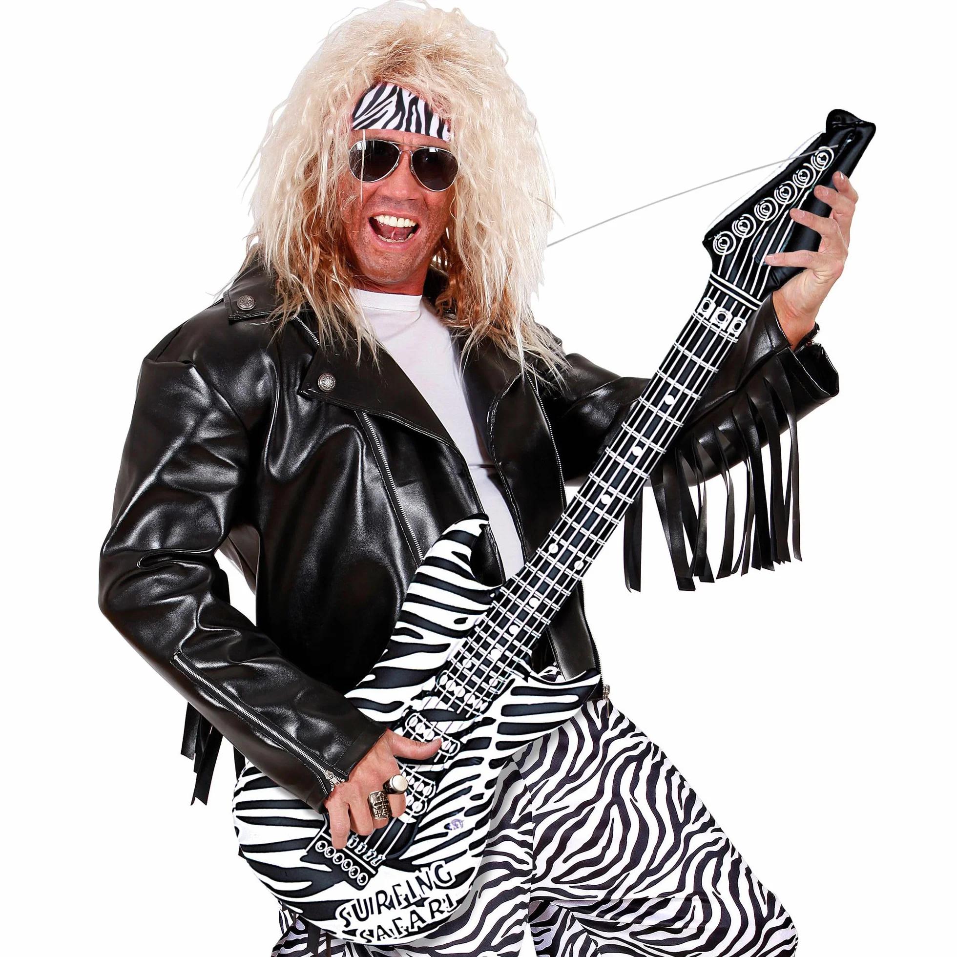 W WIDMANN MILANO Party Fashion - Guitarra hinchable, accesorio de disfraz con correa, guitarra de aire, instrumento para Carnaval