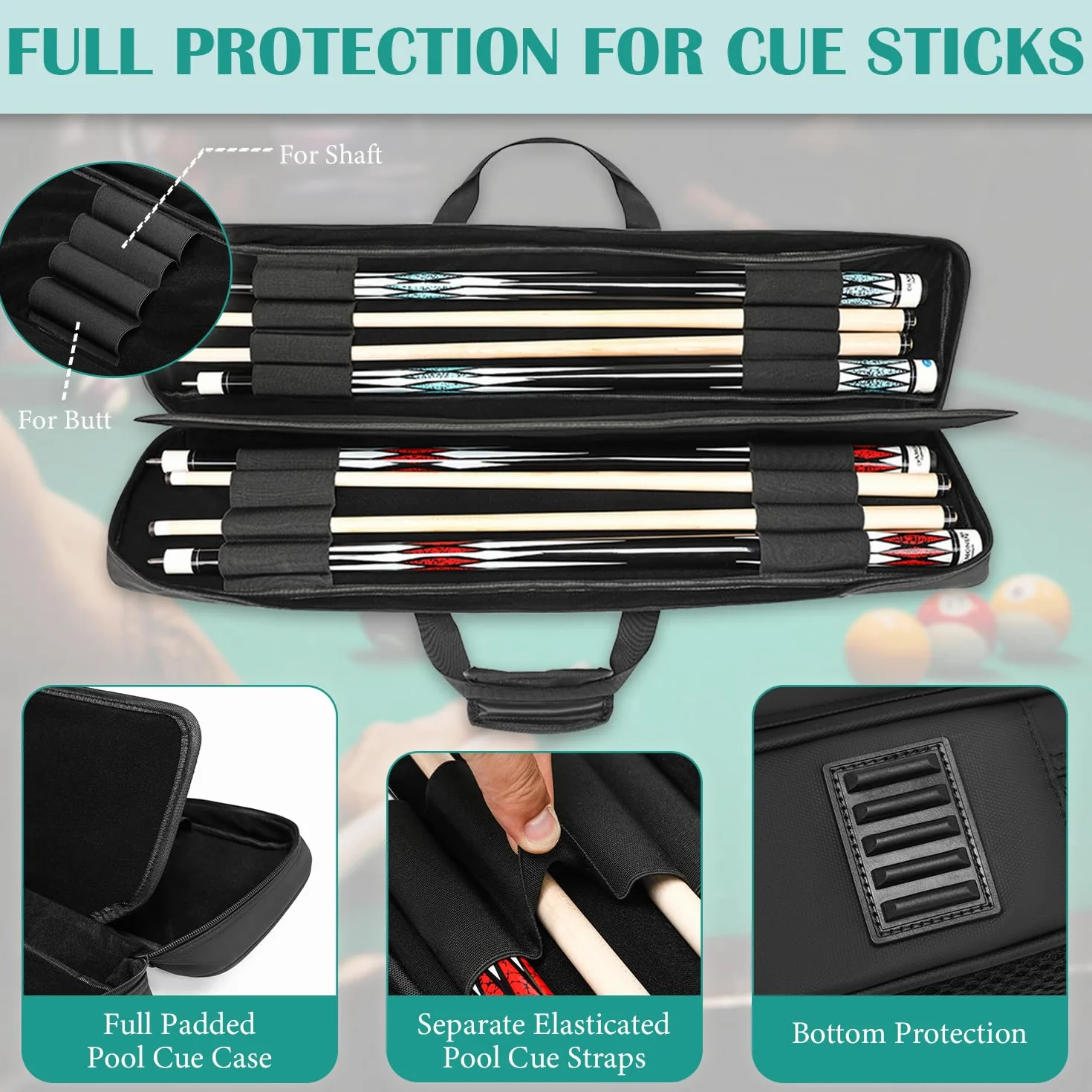Bolsas para taco de billar impermeable 4 piezas