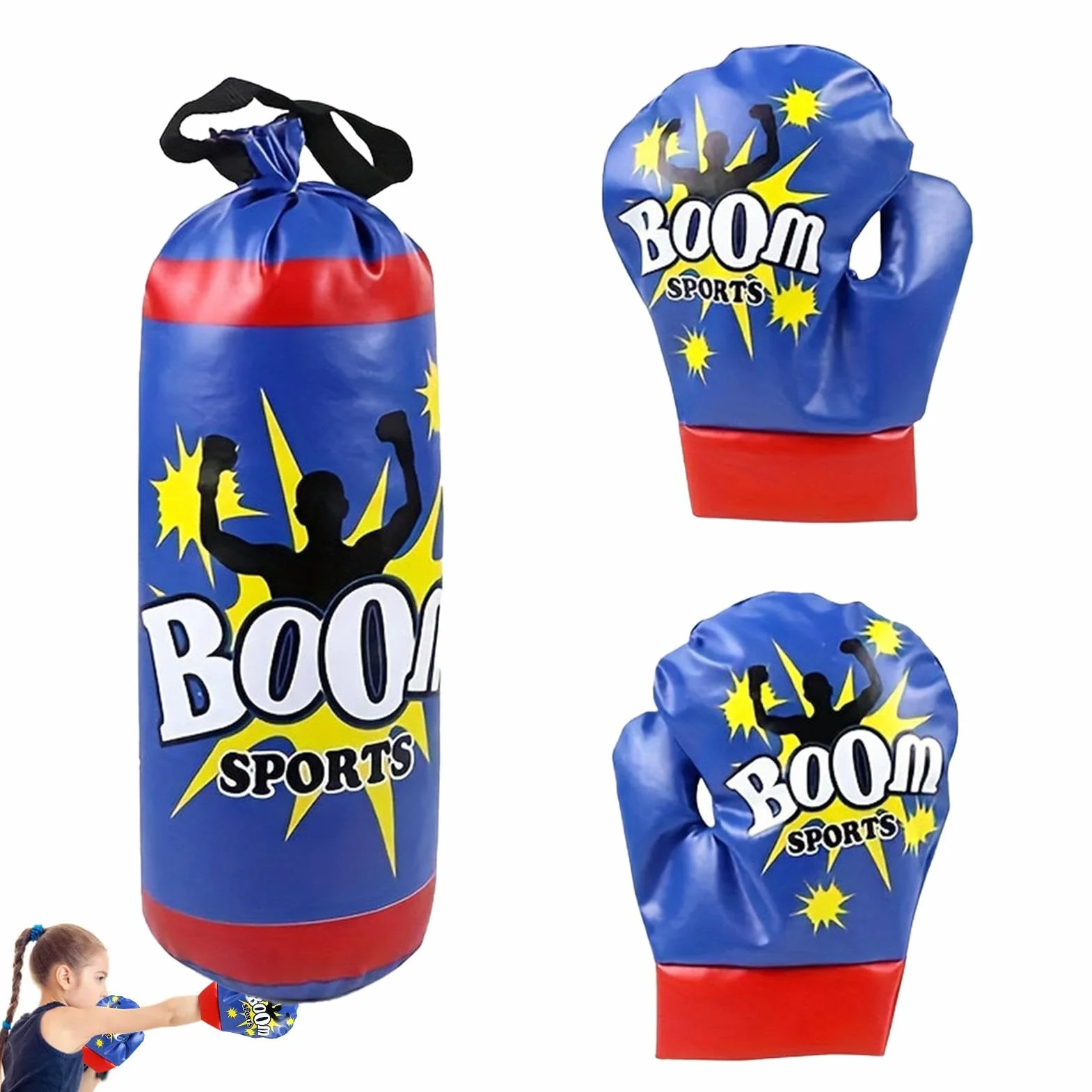 Saco de Boxeo para Niños con Guantes, Equipo de Entrenamiento de Boxeo Profesional