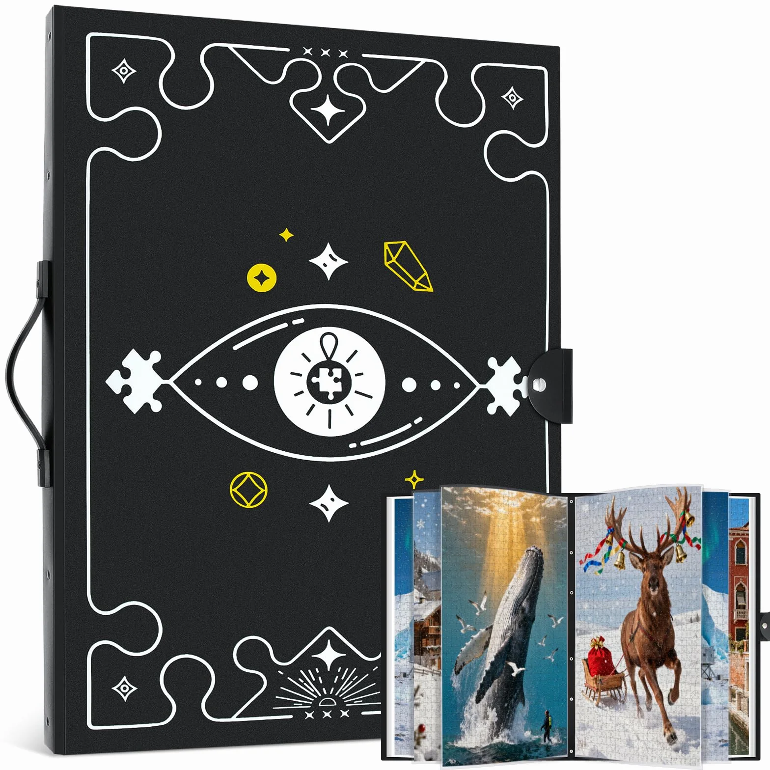 Carpeta de Almacenamiento de Rompecabezas 1000 Piezas, Estuche Portátil con 26 Bolsillos, Protector Antideslizante y Organizador de Piezas