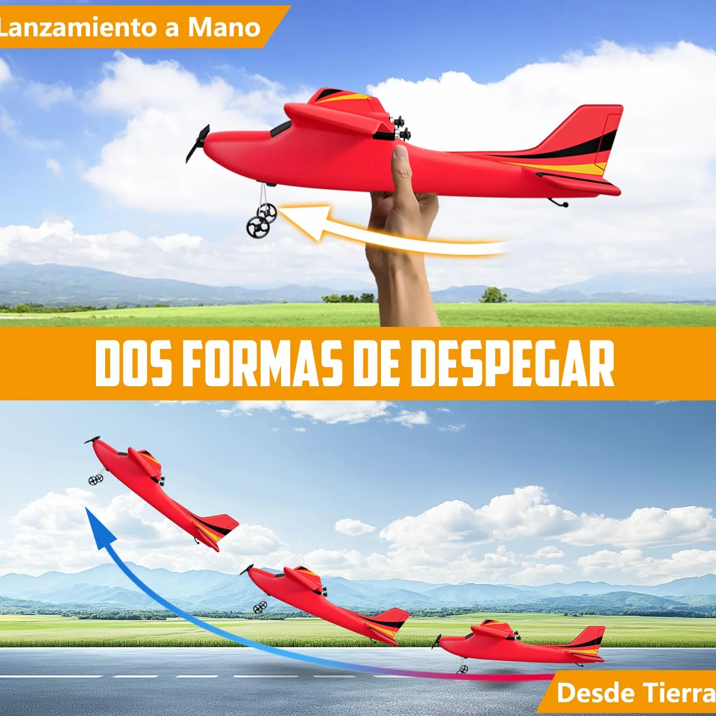 Avion RC 2 Canales Planeador Cessna 2.4GHz Control Remoto Listo para Volar