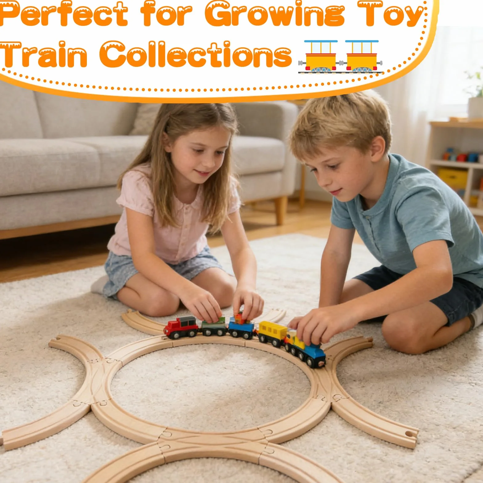 Juego de rieles de madera, compatible con todos los accesorios de tren de madera y rieles de madera, resistente y duradero, juego de ampliación para maquetas, juego creativo para niños a partir de 3