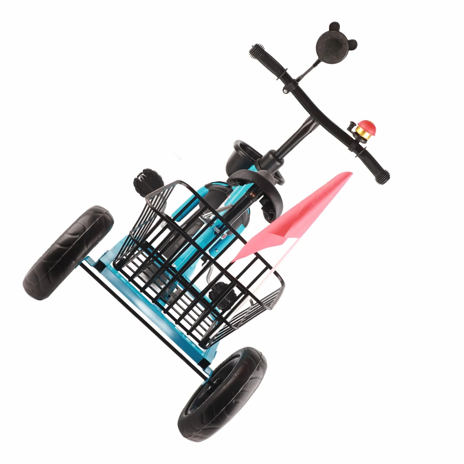 Triciclo para Niños con Cestas de Almacenamiento Delanteras y Traseras, Diseño Bonito y Cómodo para Niños de 2 a 6 Años, Material Metálico (Azul)