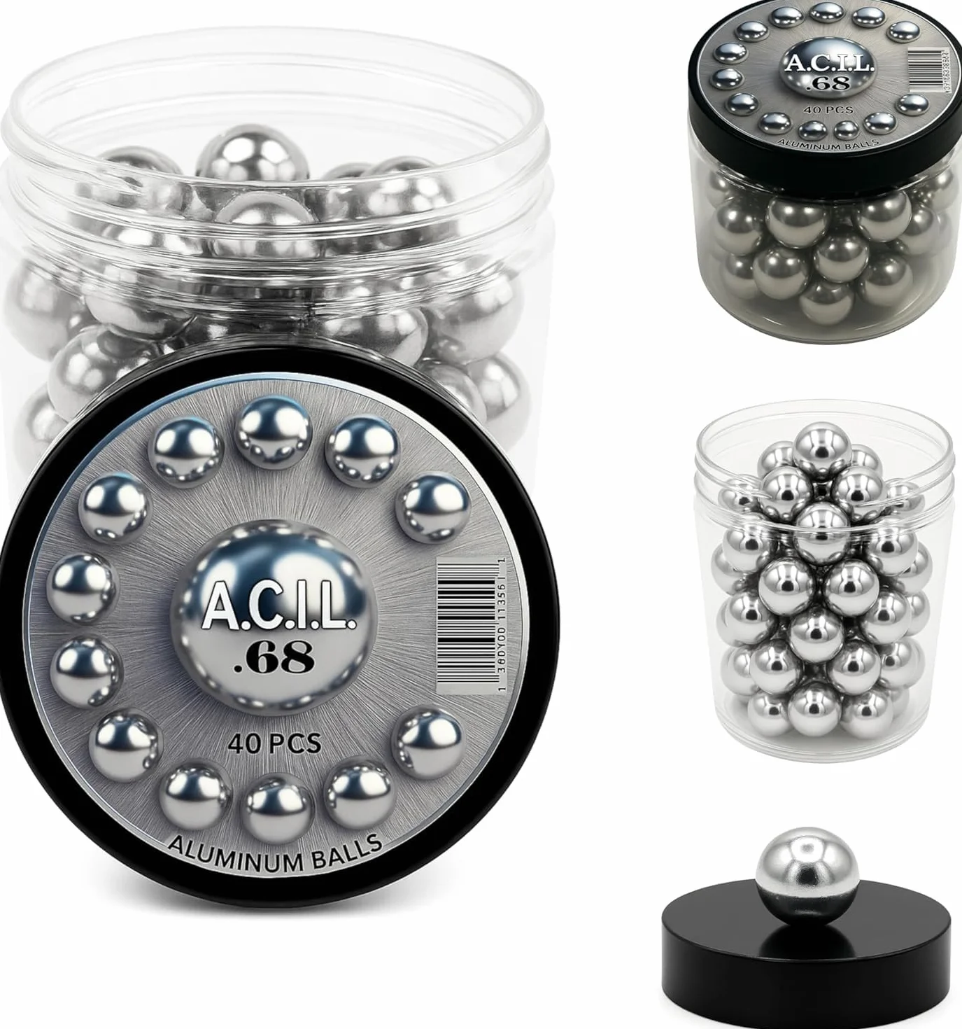 Bolas de aluminio 68 Cal. Reutilizables Paintballs Powerballs para Práctica de Tiro y Defensa (40 piezas)