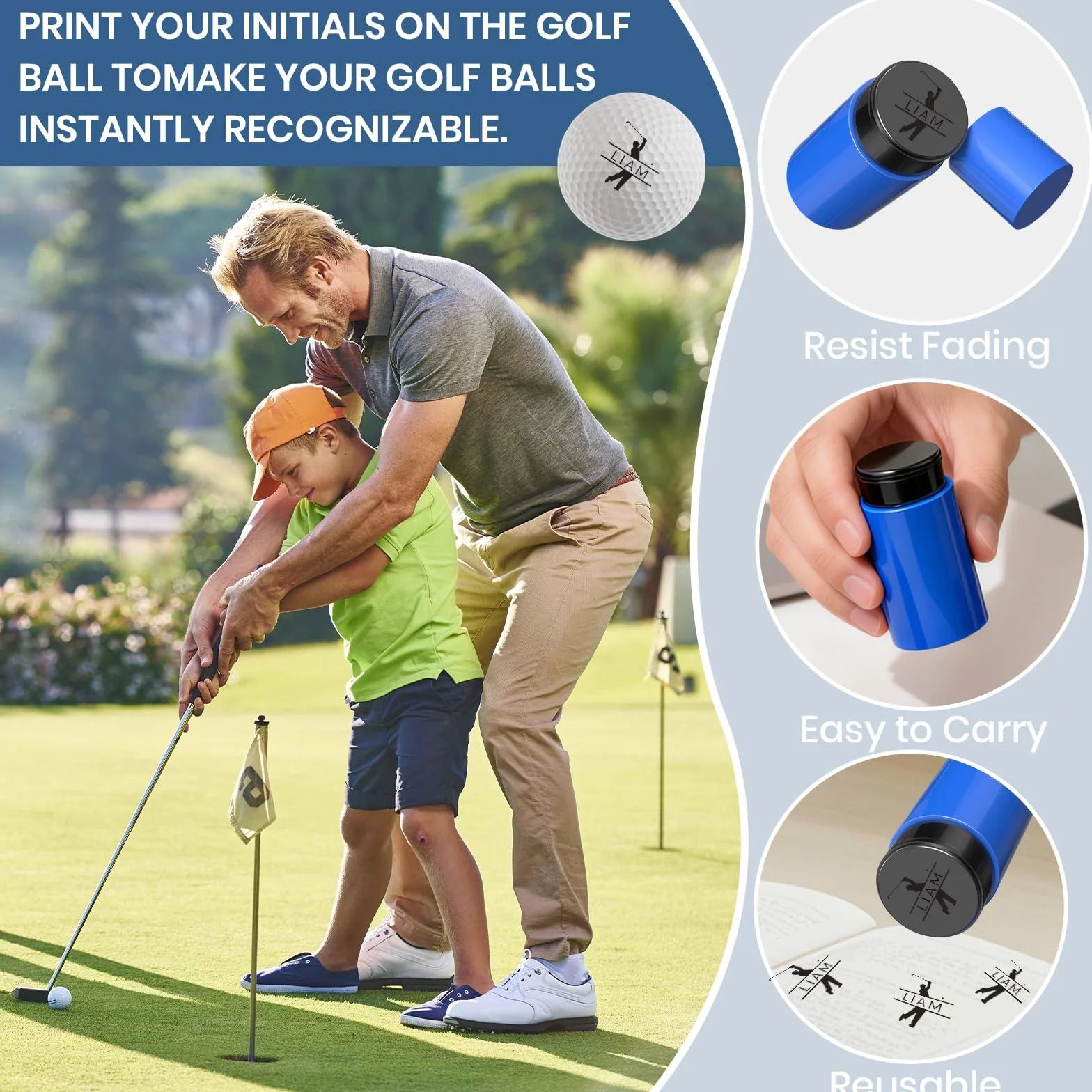 Sello personalizado de pelota de golf autoentintado marcador de monograma