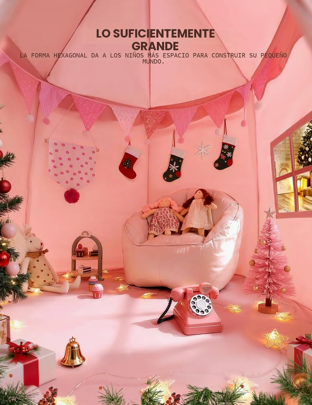 Besrey Tienda de Campaña Infantil Rosa - Casita para Niños con Diseño de Castillo, Grande y Fácil de Montar, Ideal para Juegos Interiores y Exteriores, Niñas y Niños