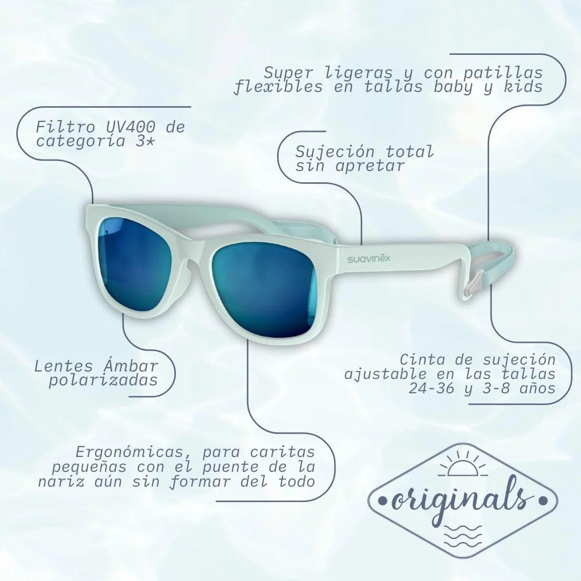 Suavinex Gafas de Sol para Niños Polarizadas Filtro UV 400 Protección UVA UVB Flexibles Ligeras