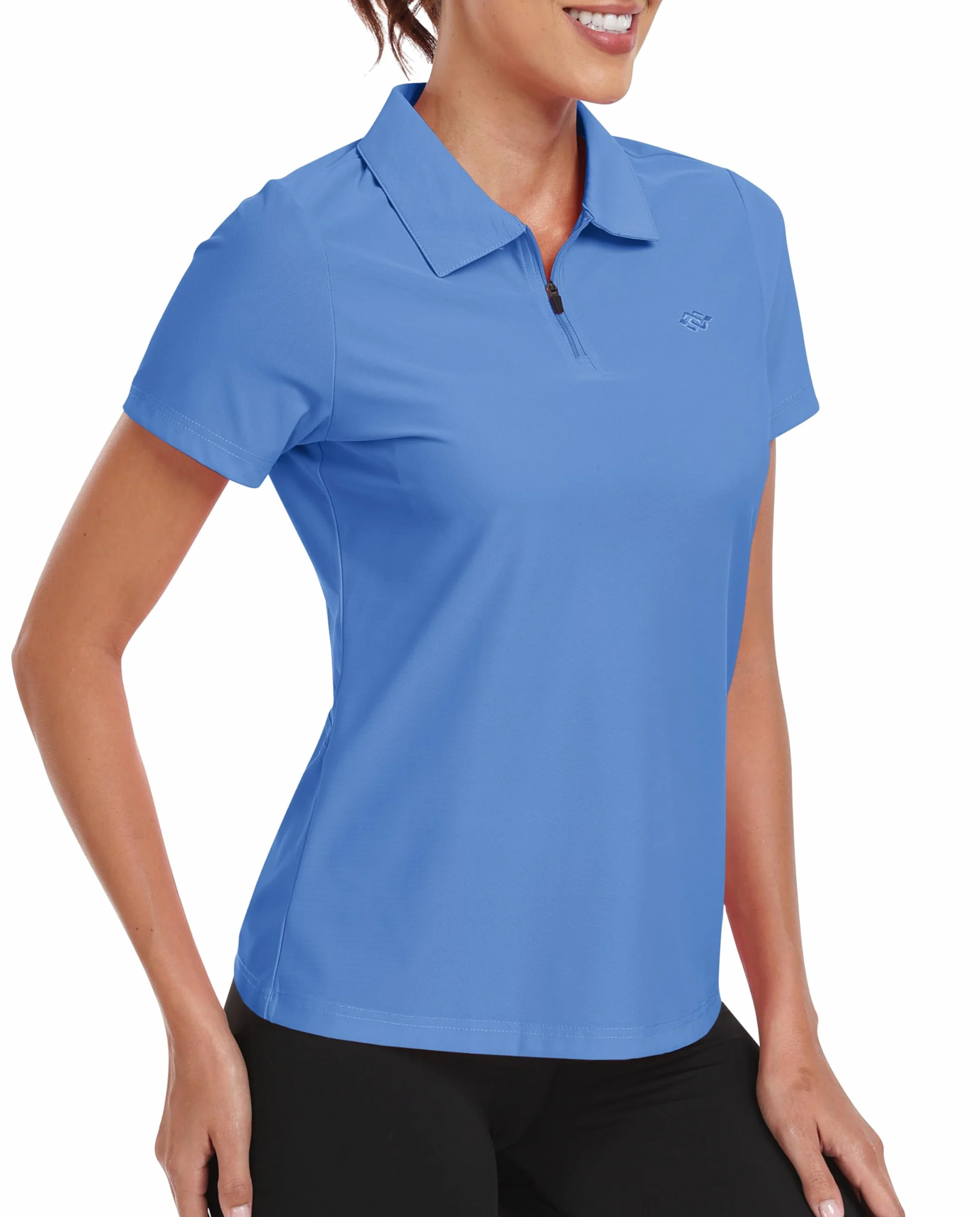 Polo Mujer Manga Corta Verano Transpirable Golf Cremallera 1/4