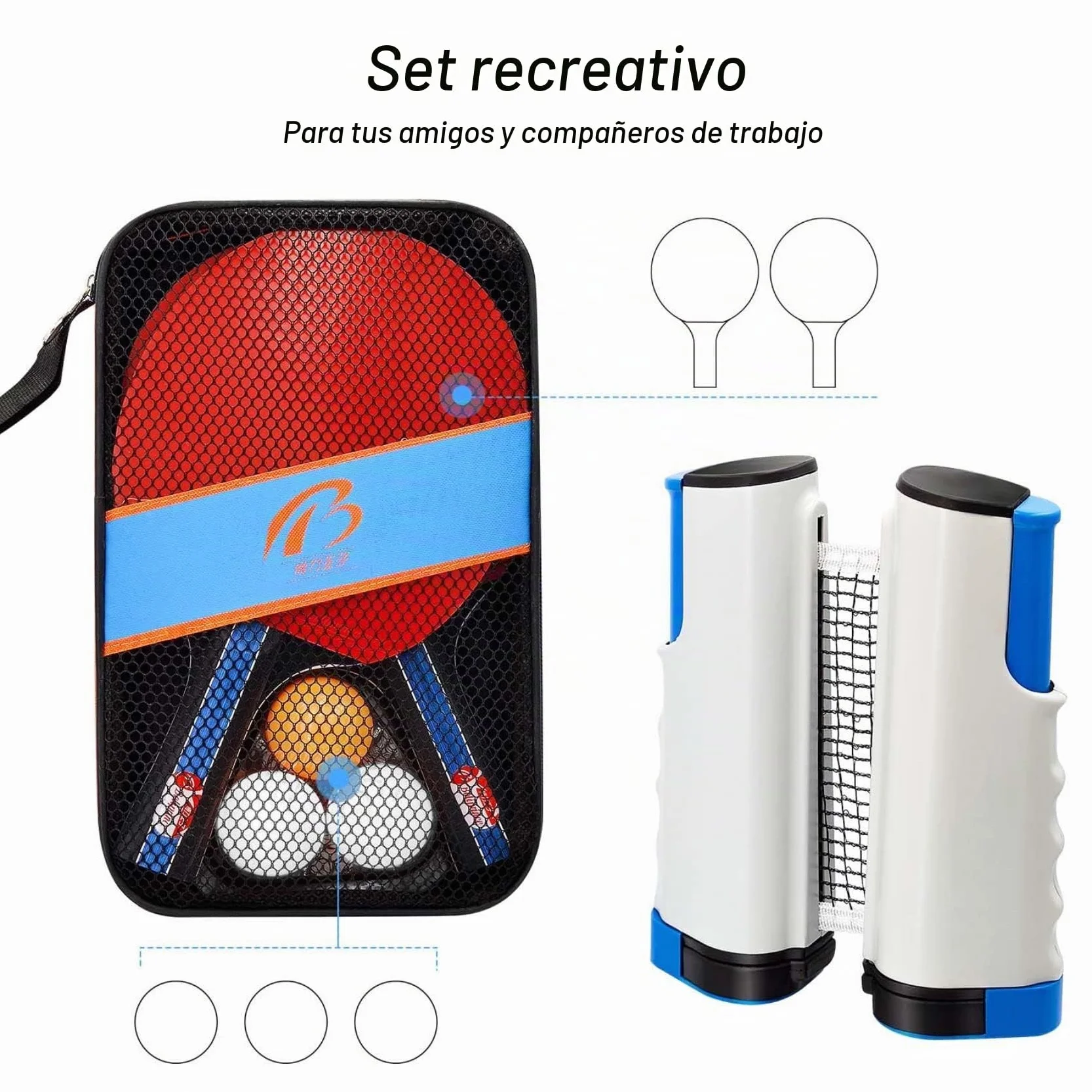 Raquetas Ping Pong Set con Palas, Pelotas y Bolsa