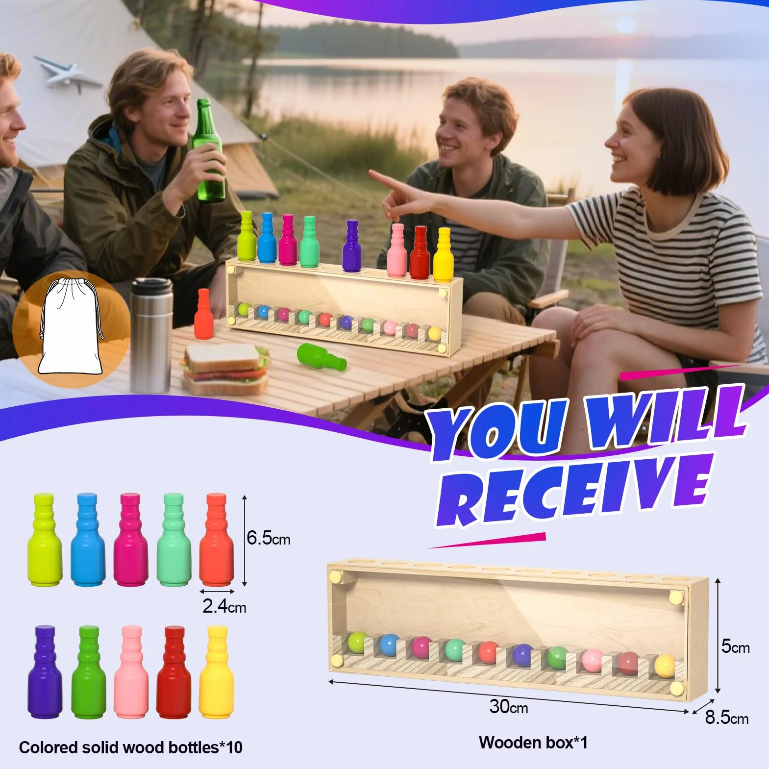 Uping Juegos de Mesa Niños Adulto para Fiesta Juguete Emparejar Colores de Madera Regalo Niño 6 Años o más y Adultos