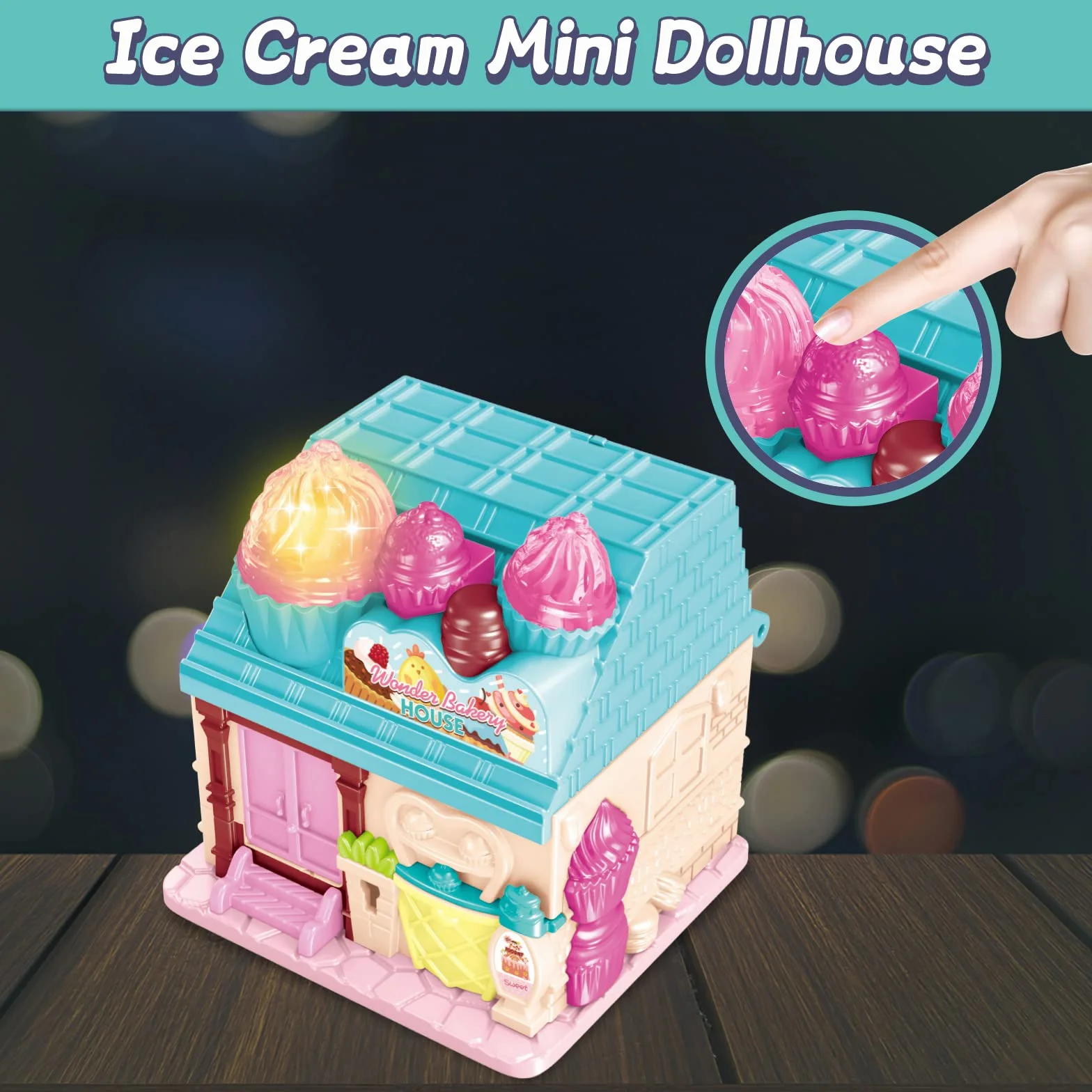 deAO 3D Casa de Muñecas, Dollhouse Panadería City Life Miniatura DIY Modelo Kit muñeca Niña 2 3 4 Años Adultos, Casita de Muñecas Amantes, Regalo de Cumpleaños