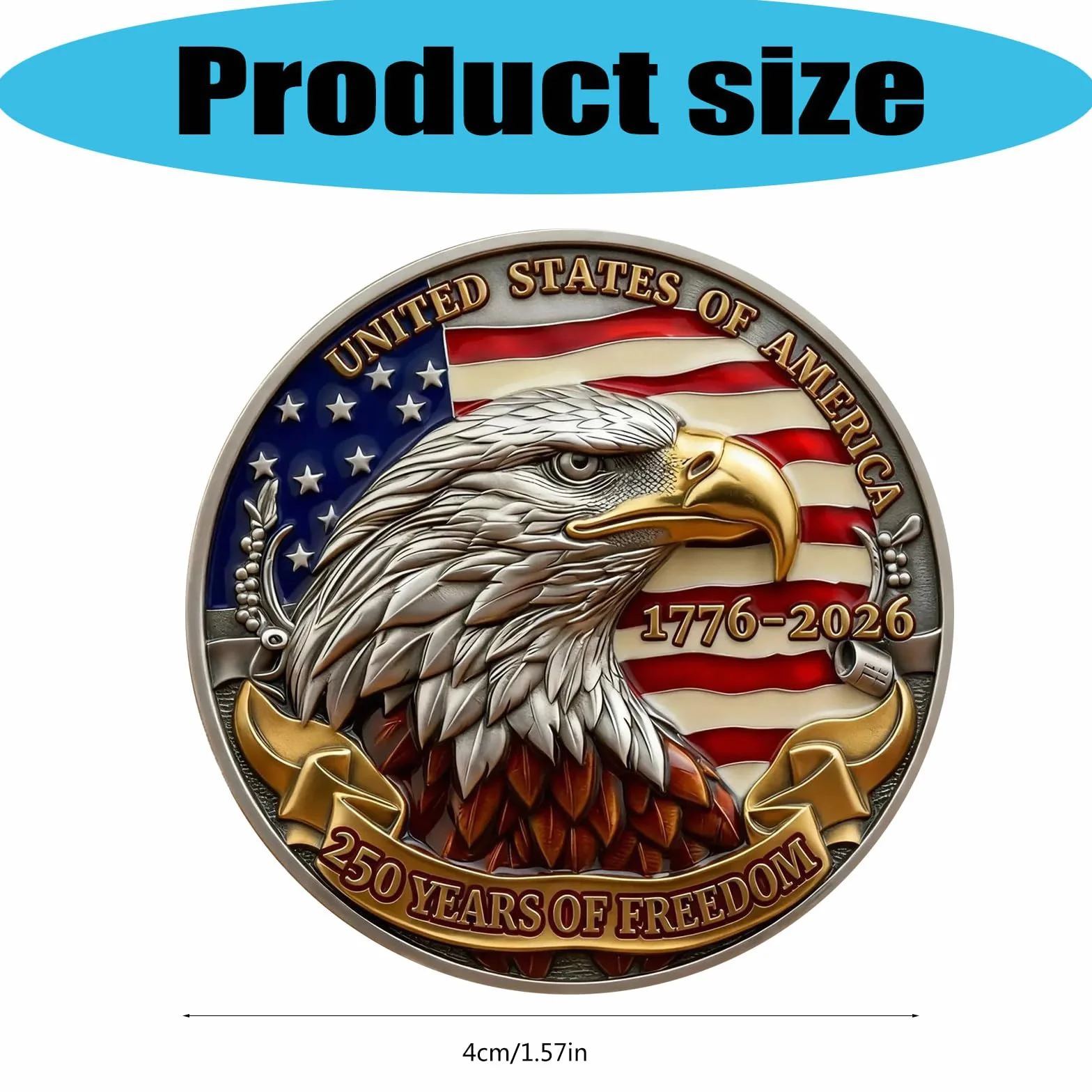 Moneda de artefacto histórico que conmemora los 250 años de independencia de Estados Unidos con emblemas nacionales, medallas coleccionables de regalo de EE. UU