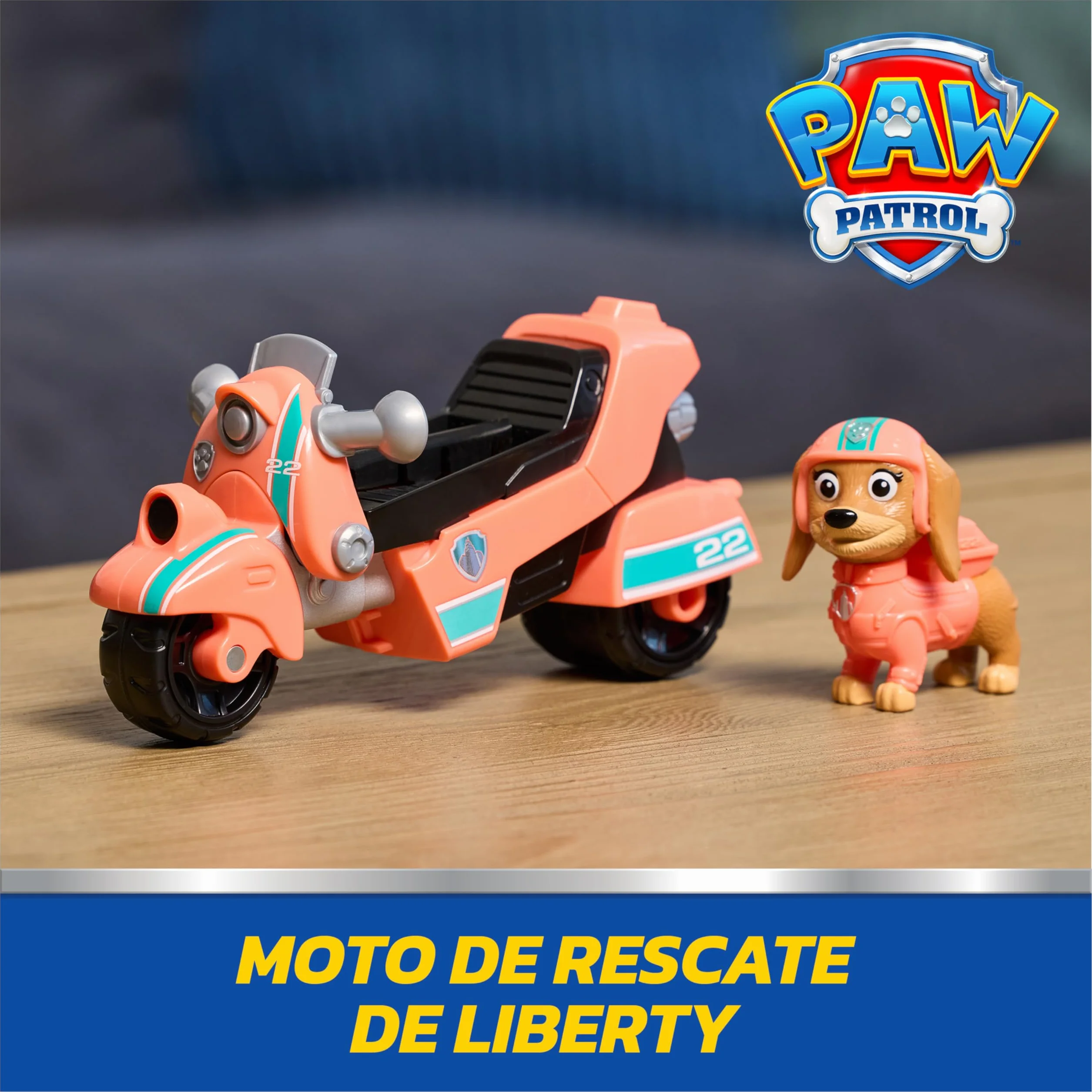 Paw Patrol Patrulla Canina Pack Moto de Rescate y Figura Liberty, Juguetes Plástico Reciclado Regalo Niño 3 años+