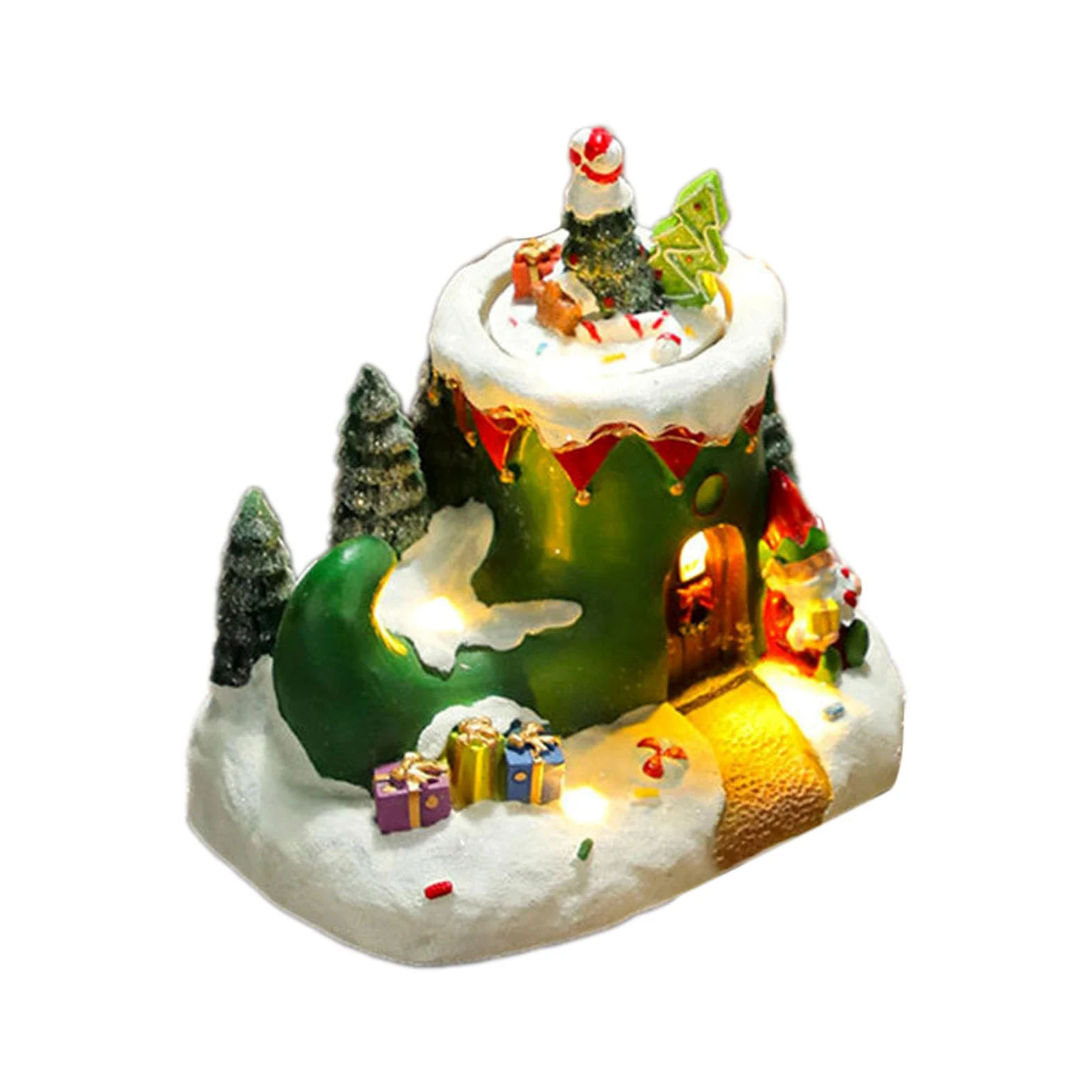 Figura decorativa giratoria de resina para decoración de escritorio con luz LED