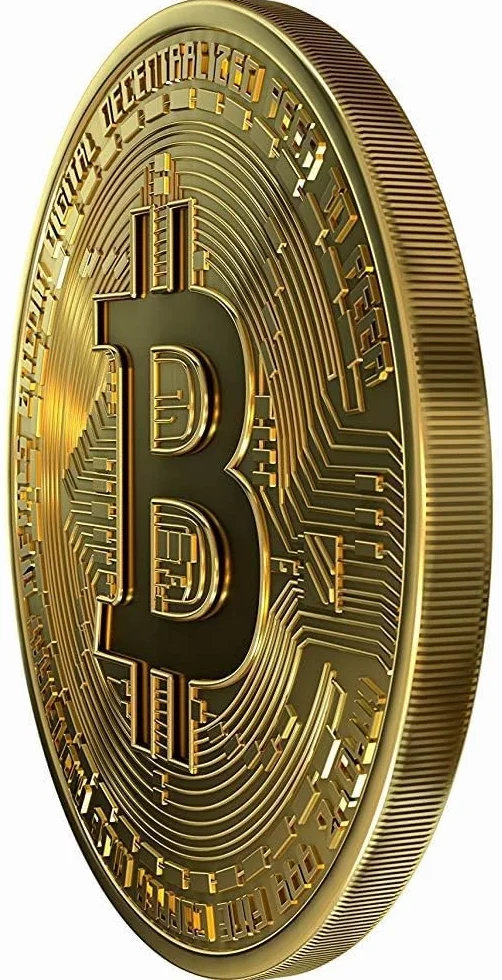 Bitcoin Moneda Física Bañada En Oro De 24k, Incluye Protector Acrilico Redondo