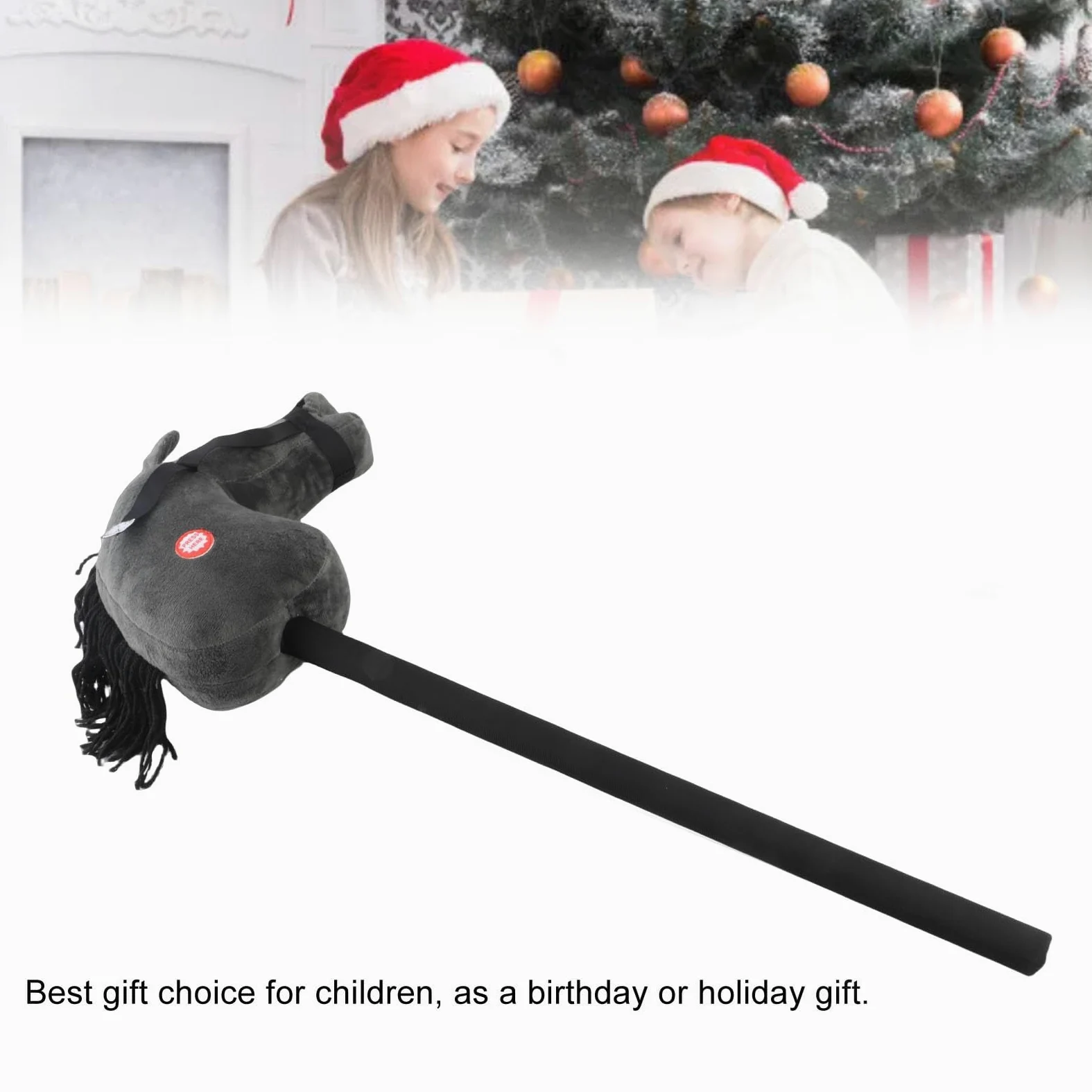 Juguete de Palo de Caballo de 70 Cm con Sonido Juguete de Cabeza de Caballo de Felpa Suave para Niños, Sonidos de Galope y Relincho, de Peluche de Piel Sintética Marrón para Niños Pequeños,