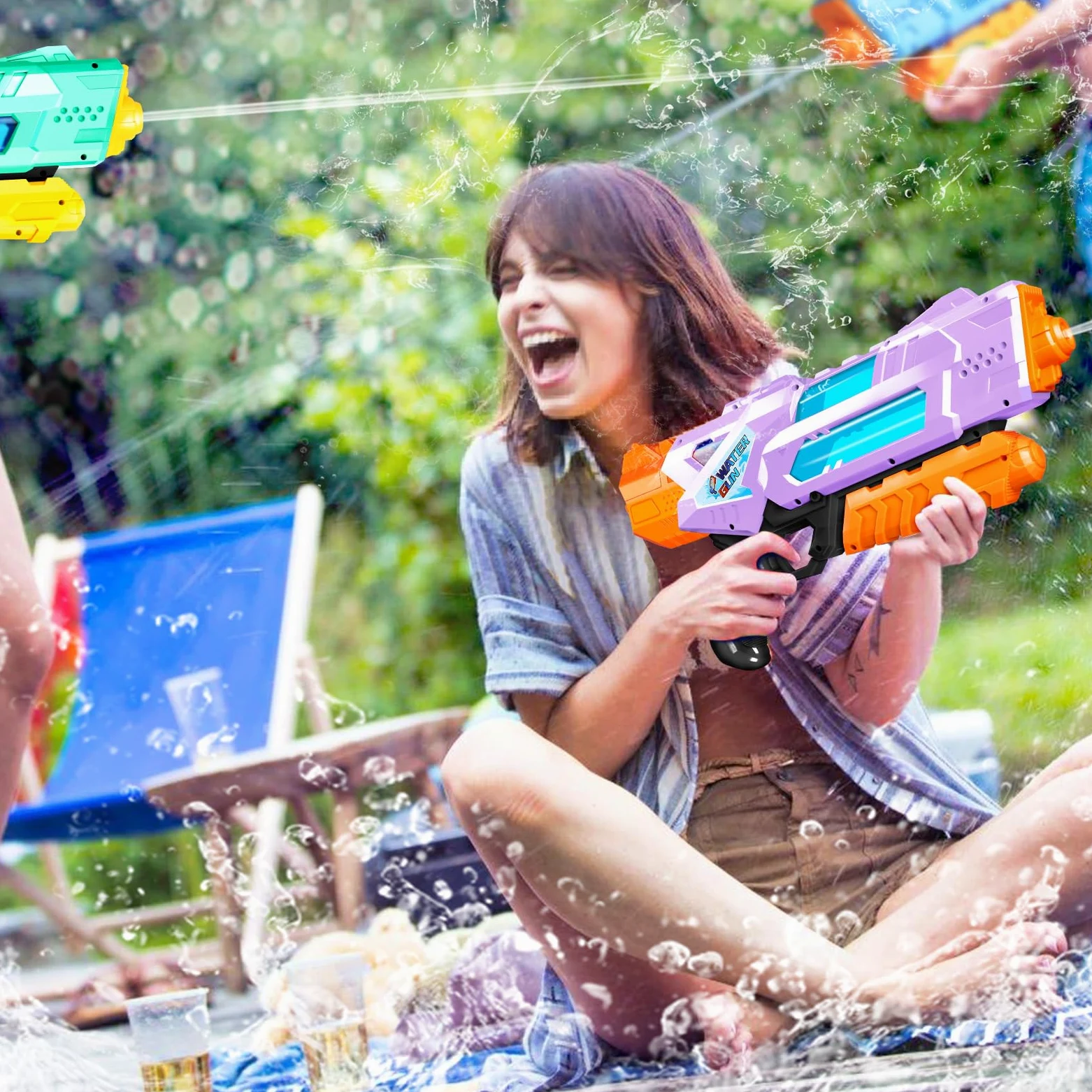 Quanquer 1200 ml super pistola de agua para adultos y niños – Paquete de 2 pistolas de agua con alcance de 10 m – Idea de regalo para batallas de agua veraniegas en el jardín, la piscina y el jardín