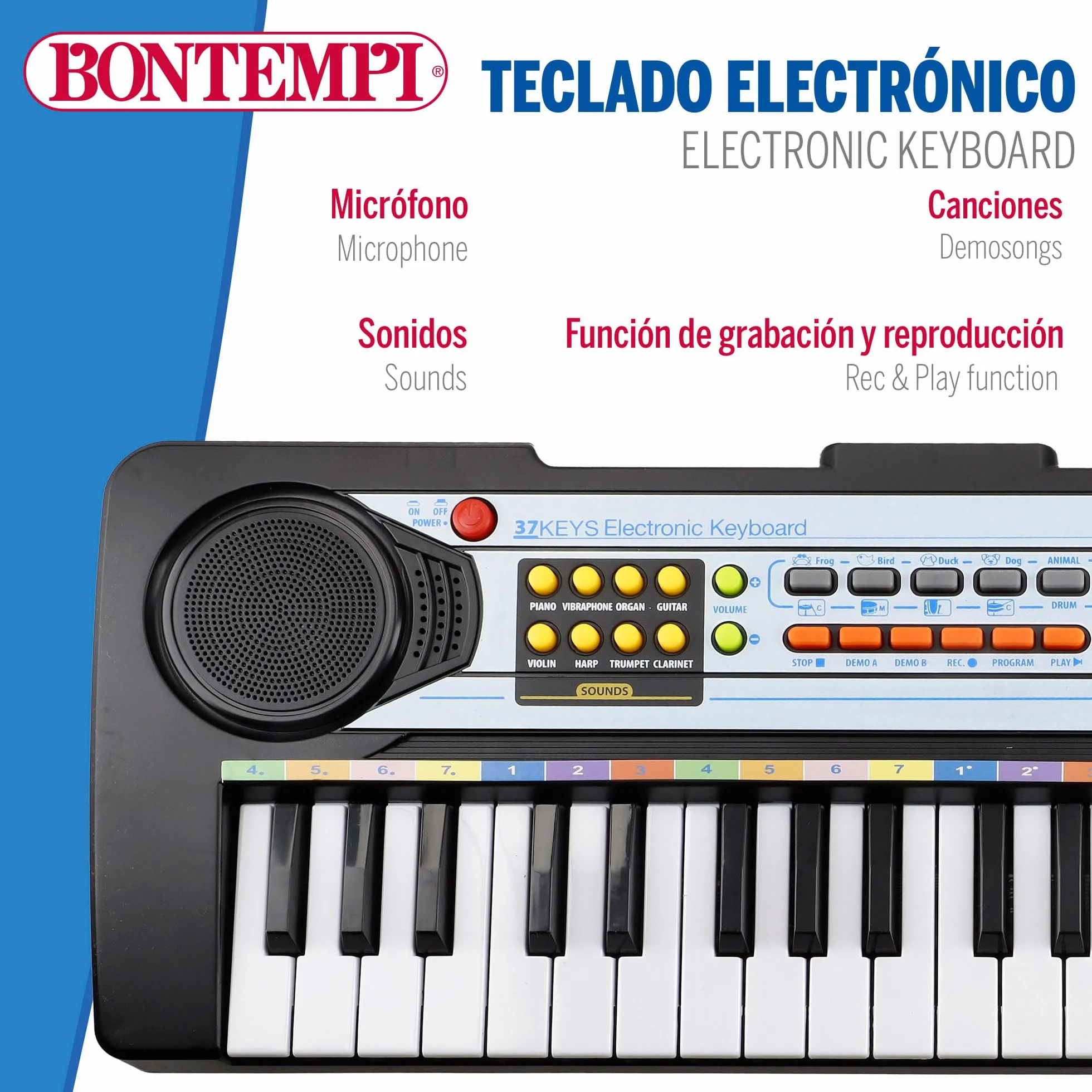 COLORBABY Teclado Piano electrónico c/micrófono 37 Teclas para niños Bontempi (47896)