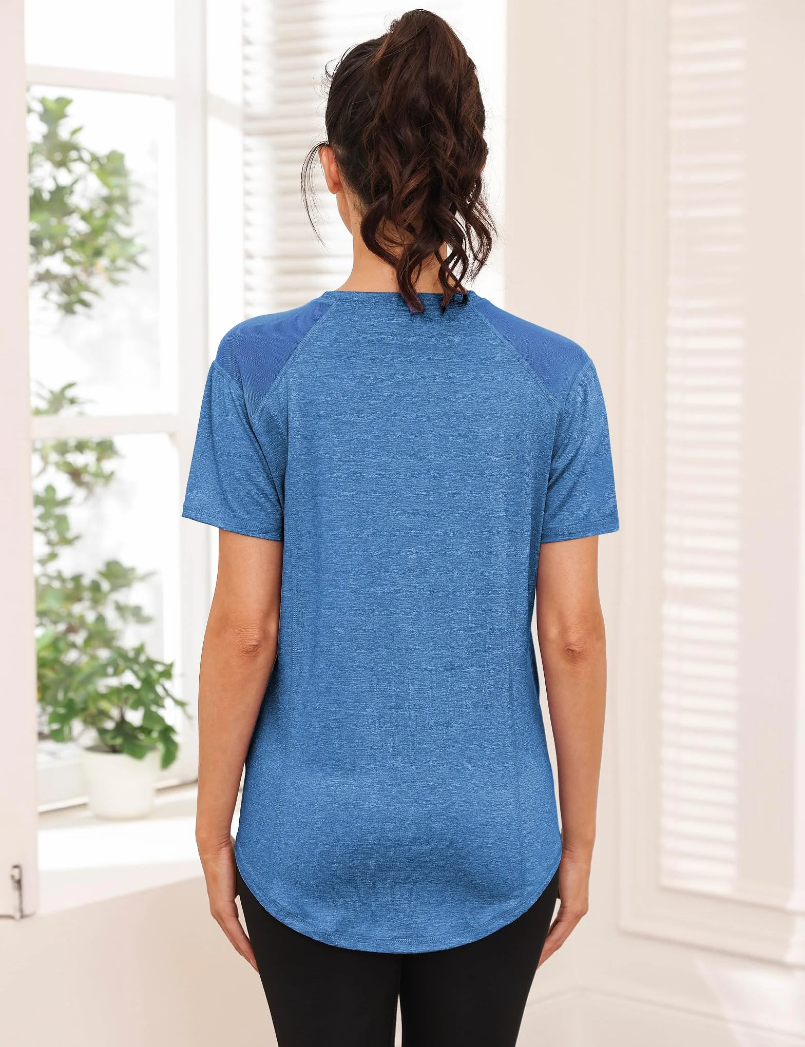 Camisetas Deportivas Mujer Manga Corta Cuello Redondo para Correr Fitness Yoga