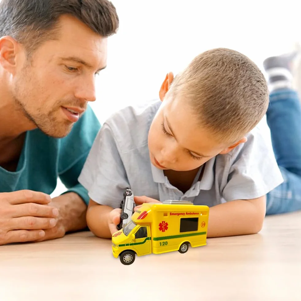 Juguete de Ambulancia de Emergencia, Educativos Metálico Mini Coches de Juguete, Regalo para Niños y Niñas Coche de Juguete para Niños a Partir de 3 Años 12.8 X 5.5 X 6.8 cm