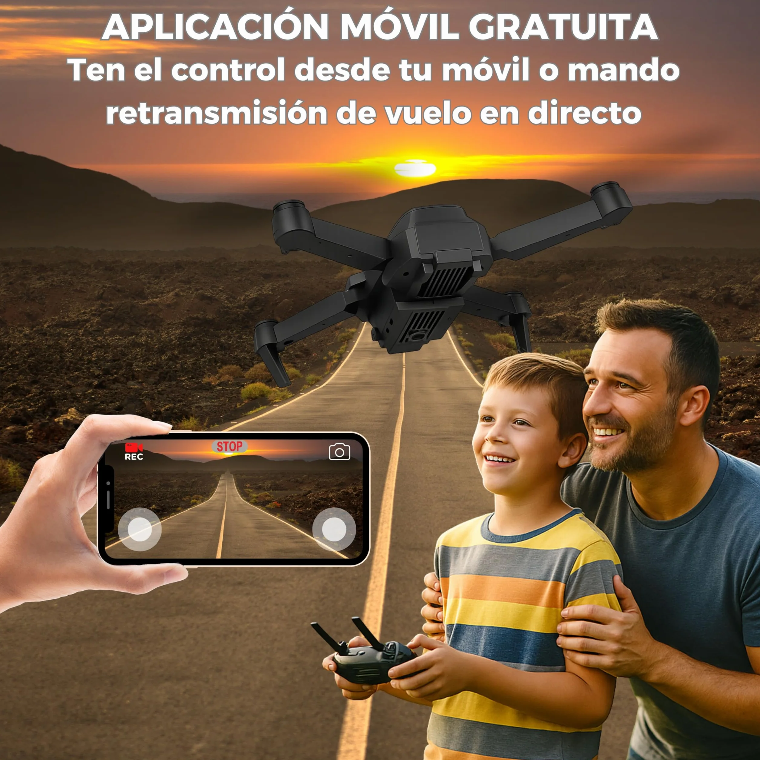 Dron con Camara 720p y 3 Modos de Potencia. Dron para Principiantes con 2 Baterías y 20 Minutos de Vuelo. Drone con Fácil Manejo desde App Gratis. Dron para Niños y Adultos Fácil de Volar con Giros 3D