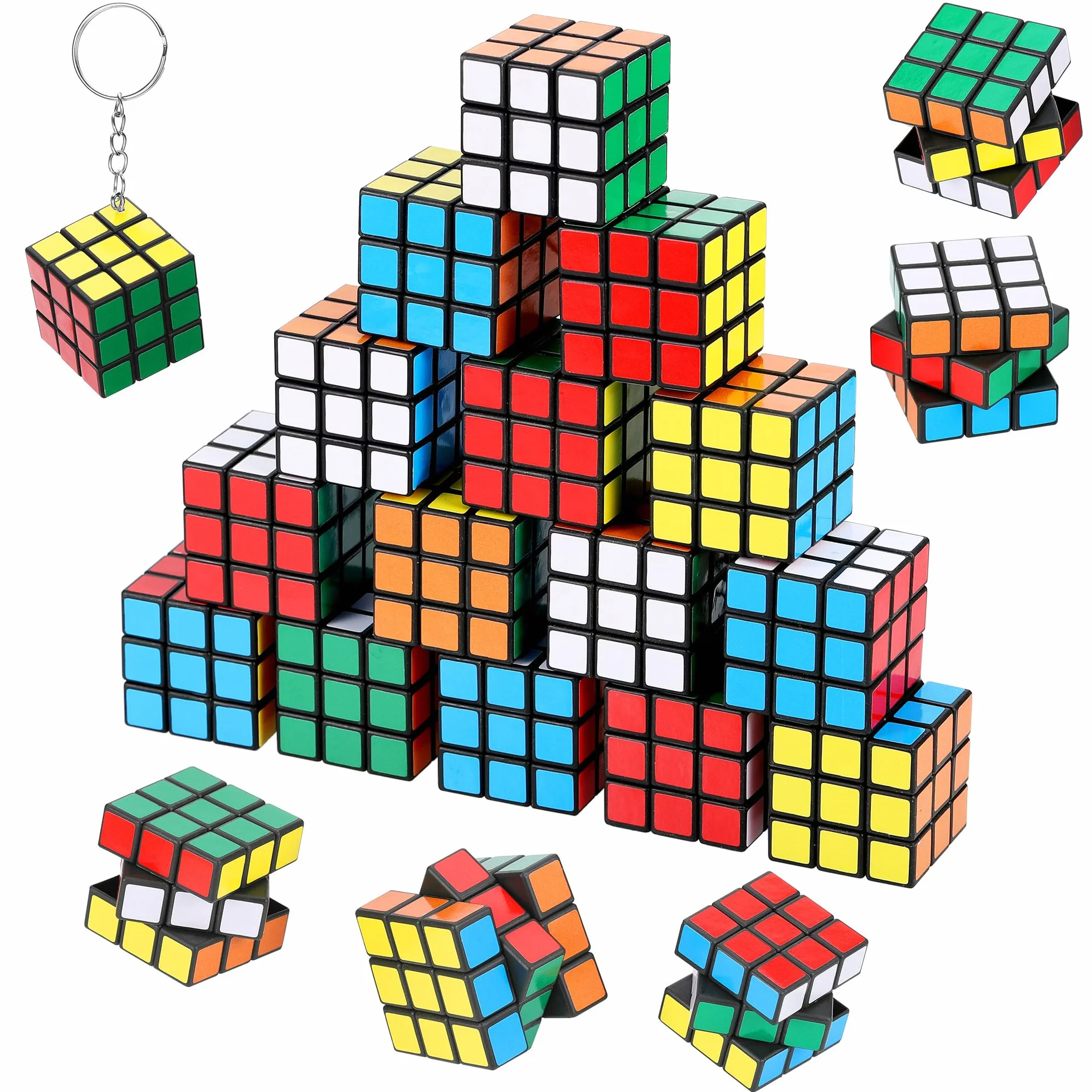 Fentar 20uds Cubo Magico Regalos Cumpleaños Niños Colegio, Speed Cube Llaveros Infantiles, Mini Cubo Detalles Cumpleaños Niño, Pequeños Regalos para Rifa Premios Regalo de Fiesta